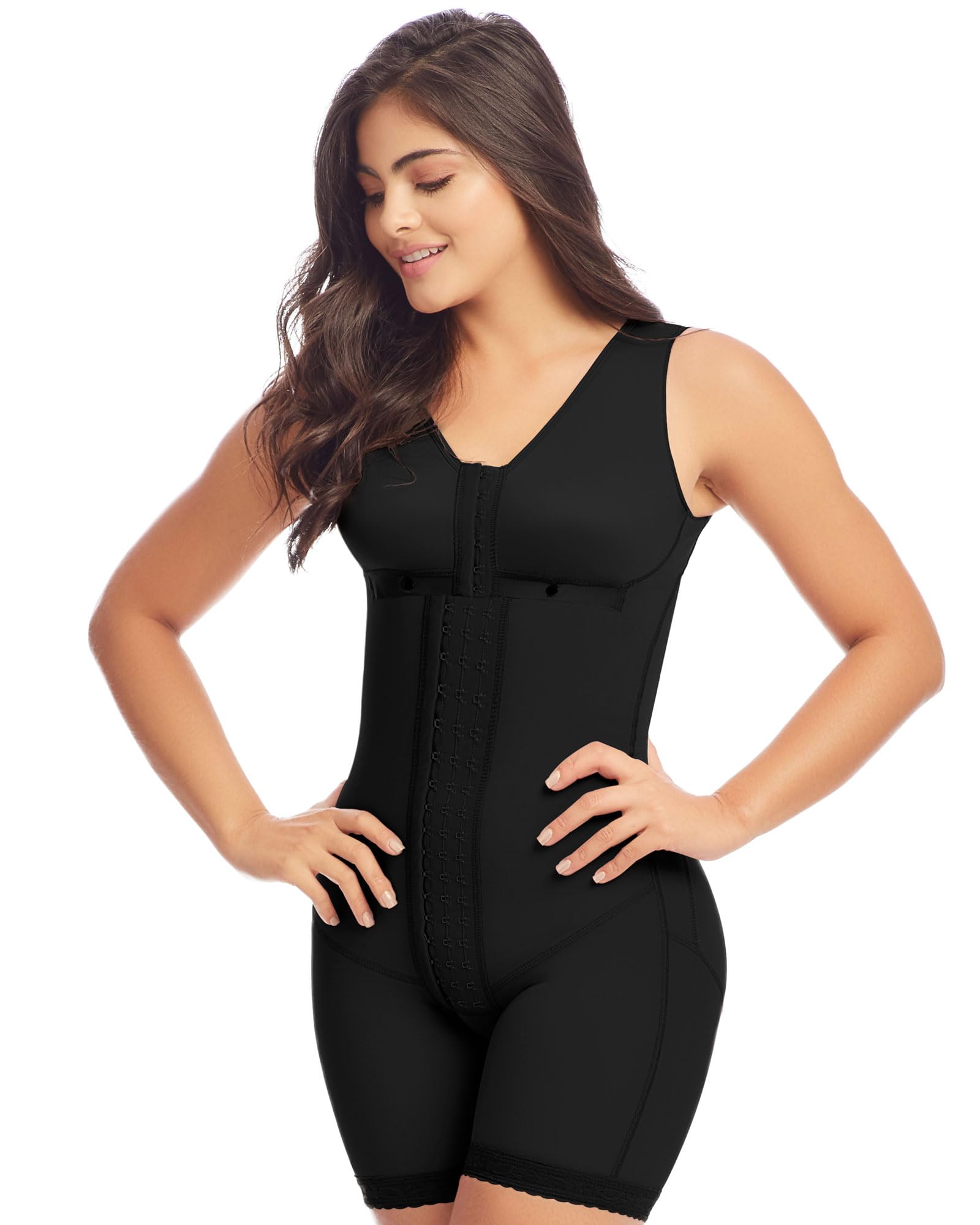 DPRADA DELIÉ by Fajas 09215 Colombian Postpartum Girdle - Full Body Shaper for Women - Black - Slimming Waist Trainer for Post Pregnancy & Weight Loss