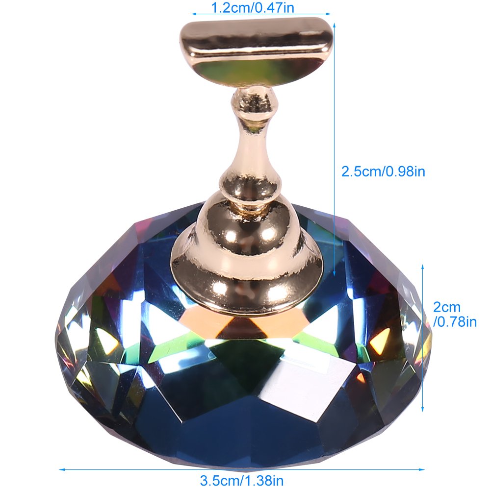 Premium Magnetic Nail Tip Stand Holder - Alloy Nail Art Display Base for Manicure Practice & Nail Design (Colorful Diamond Crystal) | Perfect for Salon Professionals, DIY Nail Artists & Beauty Training