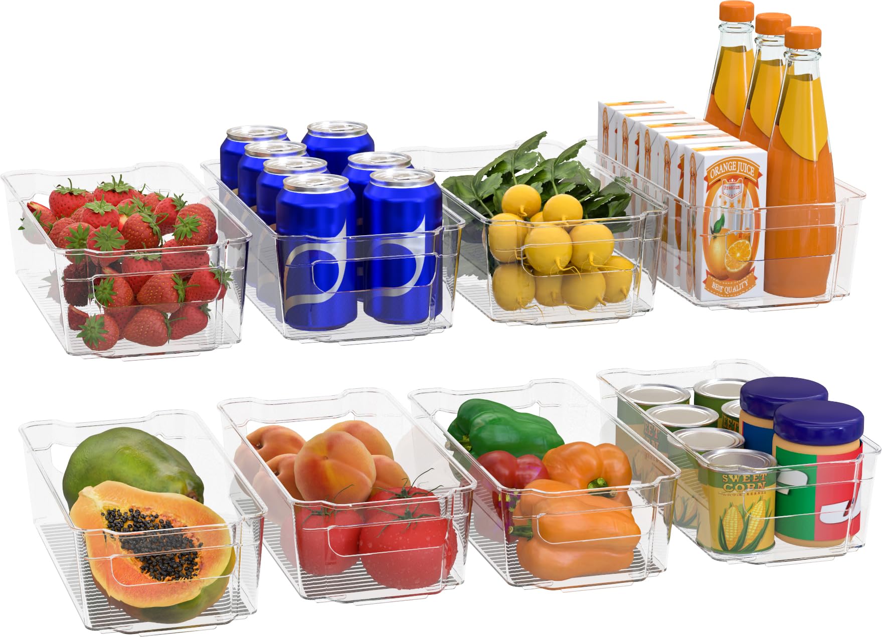 Utopia Home - Large Stackable Refrigerator & Pantry Organizer Bins - Kitchen Storage Containers for Fridge, Freezer & Cabinet Organization (Set of 8) - Perfect for Meal Prep, Grocery Storage & Home Organization