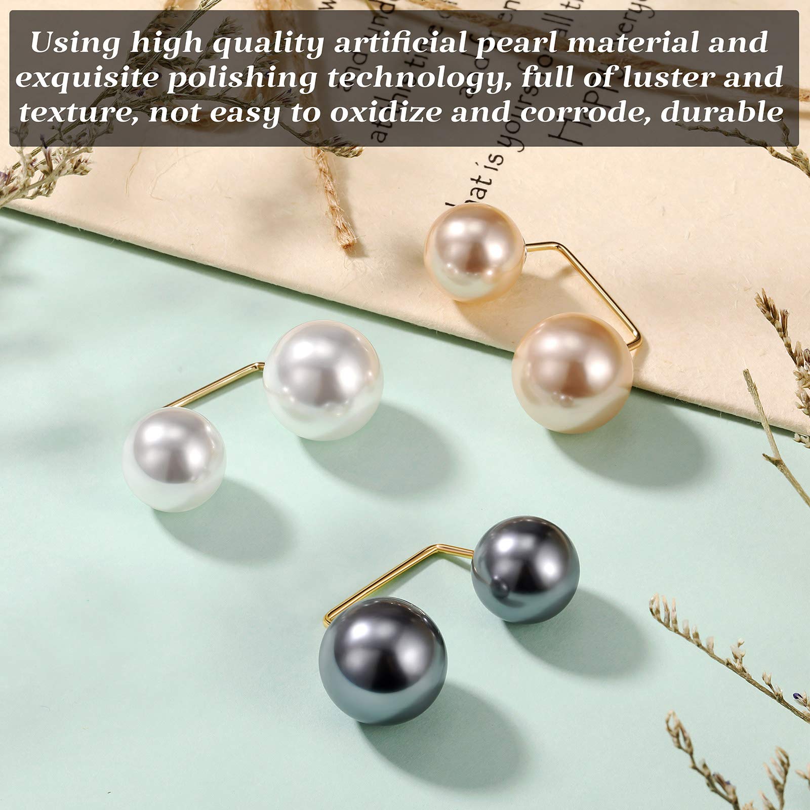 WILLBOND 6 Pack Elegant Artificial Pearl Brooch Pins - Anti-Slip Neckline Safety Pins & Sweater Shawl Clips for Women - Perfect for Wedding, Party & Dress Decorations (2 Stylish Designs) - Great for Formal Events, Bridal Accessories & Outfit Security