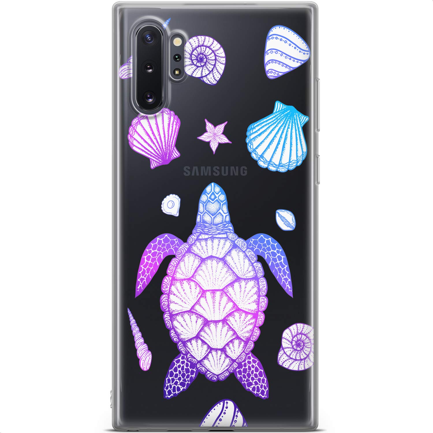 Samsung Galaxy S24 S23 Ultra S22 5G Plus S21 FE S20 S10 Phone Case - Flexible TPU Lightweight Slim Protective Cover with Animal Design (Purple Turtle Seashell Nautical Ocean Theme) for Everyday Use, Travel & Outdoor Activities
