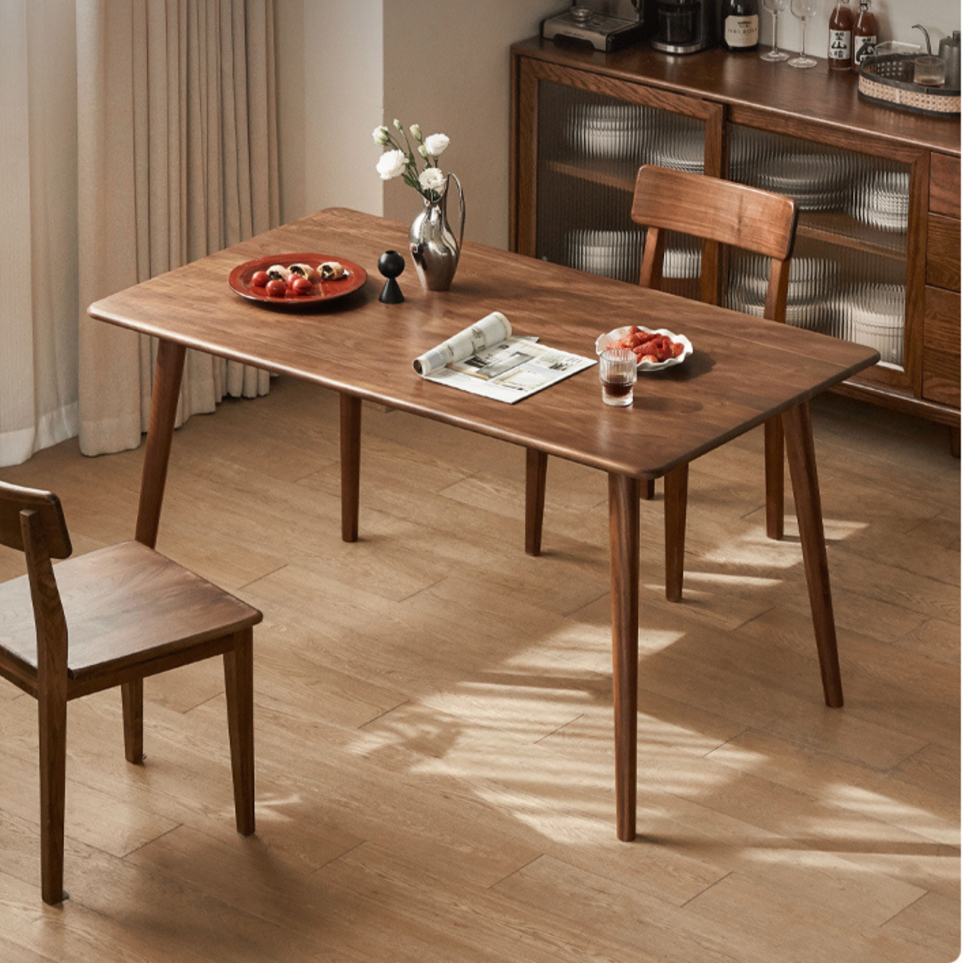 Premium Black Walnut Solid Wood Dining Table - Modern Luxury Light Finish - Perfect for Formal Dining Rooms, Kitchen Nooks & Entertaining Guests