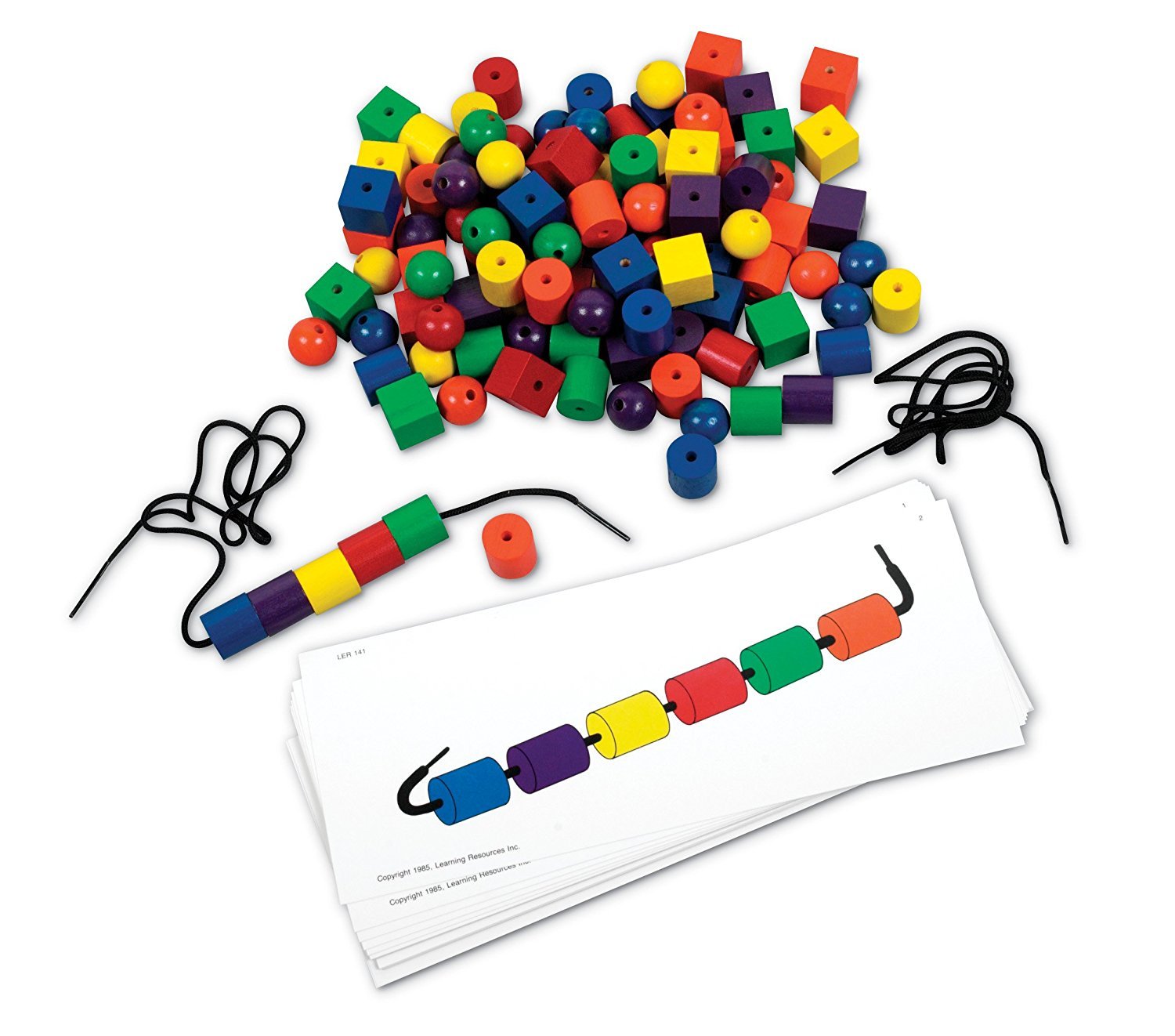 Learning Resources Beads and Patterns Card Set - 130 Piece Educational Toy for Kids Ages 3+, Fine Motor Skills Activity, Classroom Teacher Supplies, Back to School Essentials - Perfect for Preschool Learning, Homeschool Activities & Occupational Therapy Games