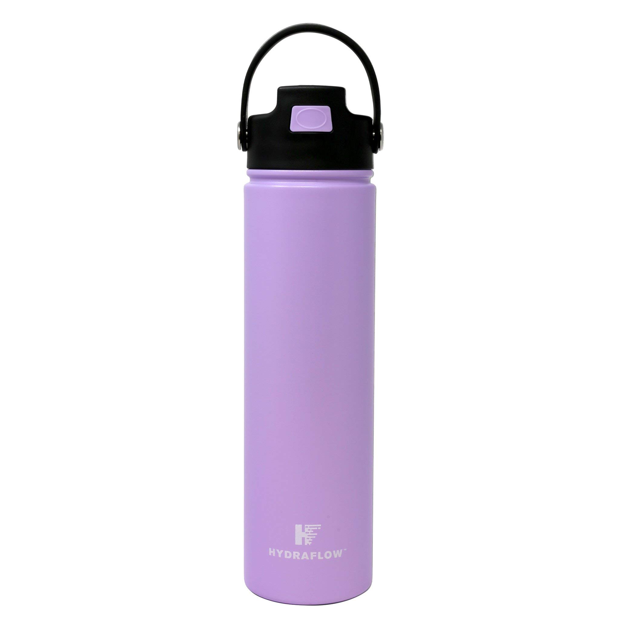 Hydraflow Hybrid 25oz Triple Wall Vacuum Insulated Stainless Steel Water Bottle with Flip Straw - Powder Pastel Purple - Keeps Drinks Cold 24Hrs/Hot 12Hrs - Perfect for Gym, Hiking, Office & Outdoor Activities