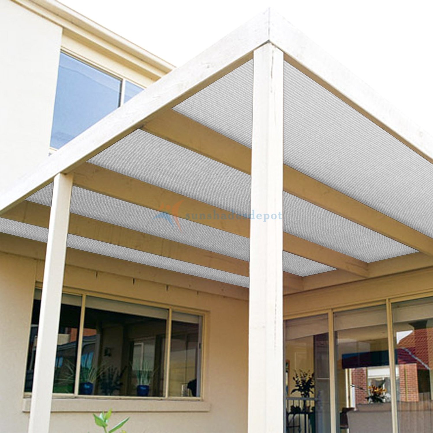 TANG Sunshades Depot 8x25 Ft Light Gray Sunscreen Shade Fabric Roll - 95% UV Block Privacy Screen & Windscreen - Mesh Shade Cloth for Outdoor Garden, Greenhouse, Barn, and Patio Protection