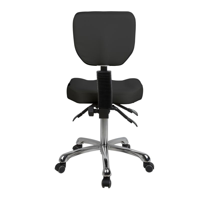 Silverfox Rolling Stool with Backrest 1030 - Adjustable Height Rolling Office Chair with Wheels & Lumbar Support - Perfect for Salon, Tattoo Studio, Medical Clinic & Home Office Use