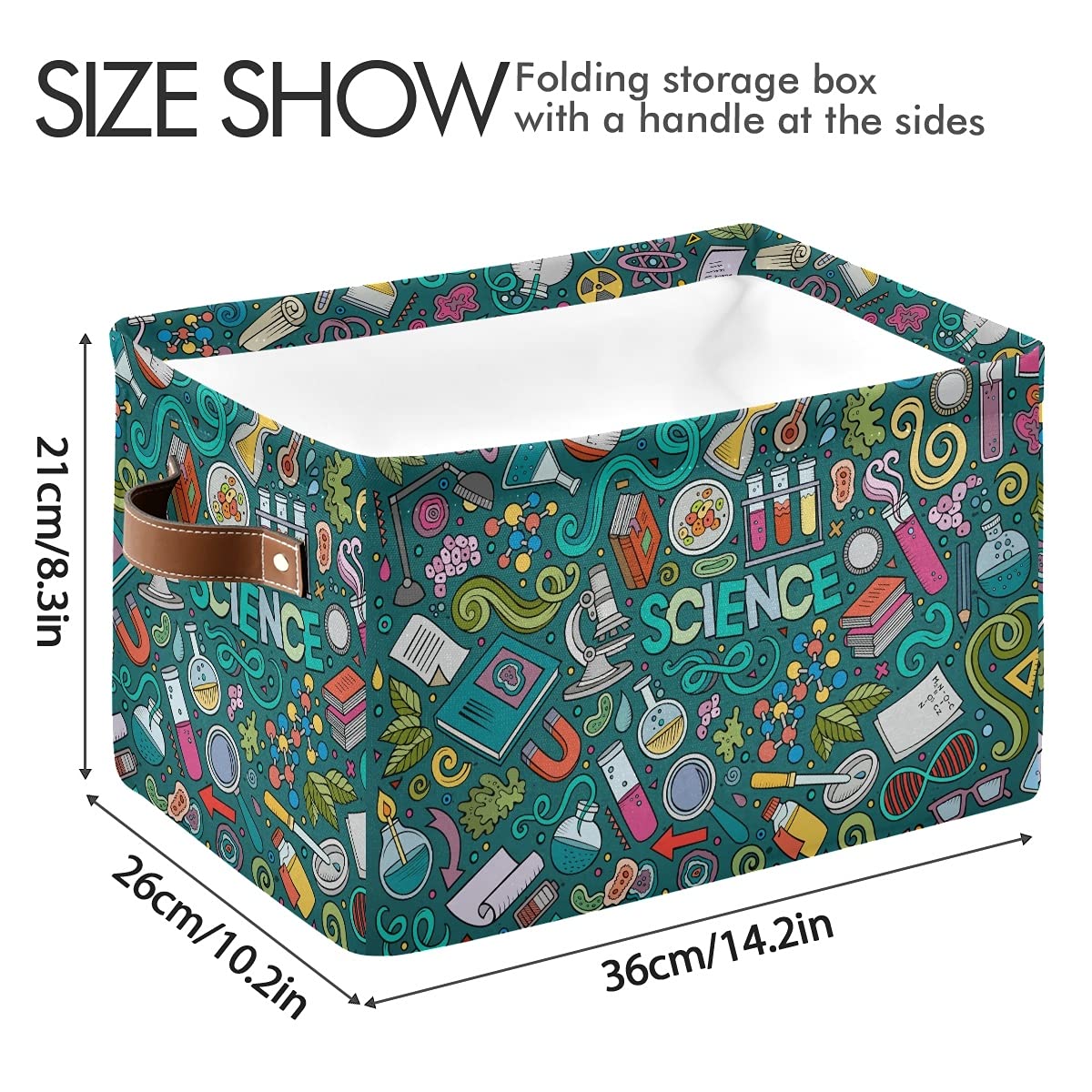 Collapsible Storage Cube Basket with Handles - Rectangle Storage Box for Books, Toys & Home Organization | Perfect for Nursery, Bedroom, Closet & Office | 1-Pack Science & Education Storage Solution
