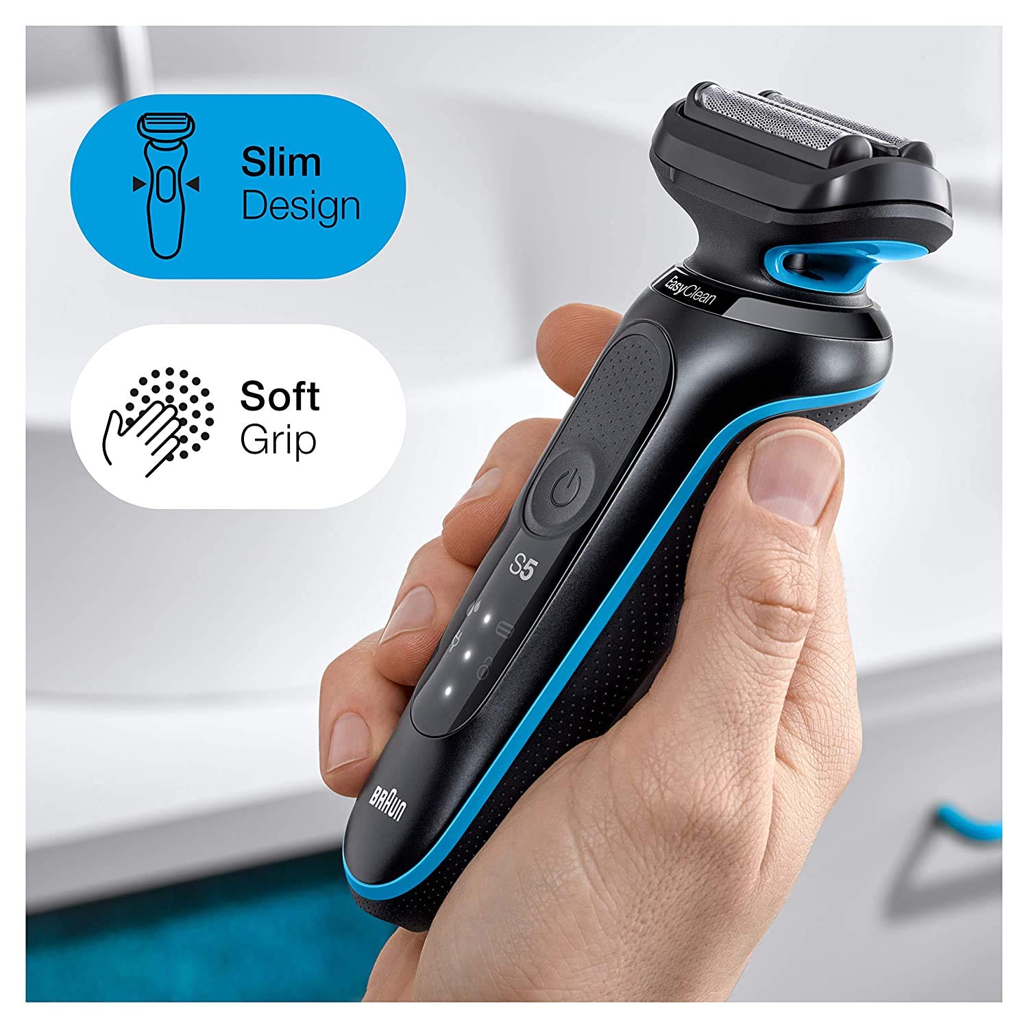 Braun Series 5 5018s Men's Electric Razor - Rechargeable Wet/Dry Foil Shaver with Precision Beard Trimmer & EasyClean System | Includes Replacement Head | Perfect for Travel, Daily Shaving & Grooming at Home or Gym