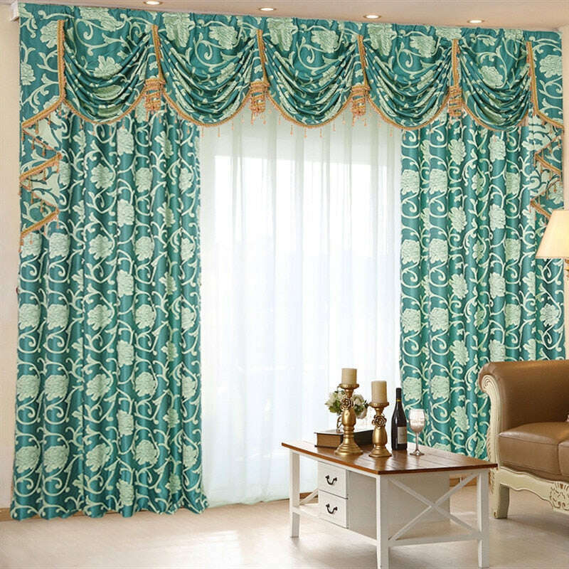 Luxury Jacquard Curtains for Living Room - Rémy Royal Blue Elegant Window Drapes, Blackout Curtain Panels for Bedroom & Home Decor (Set of 2) - Perfect for Modern Interior Design & Light Control