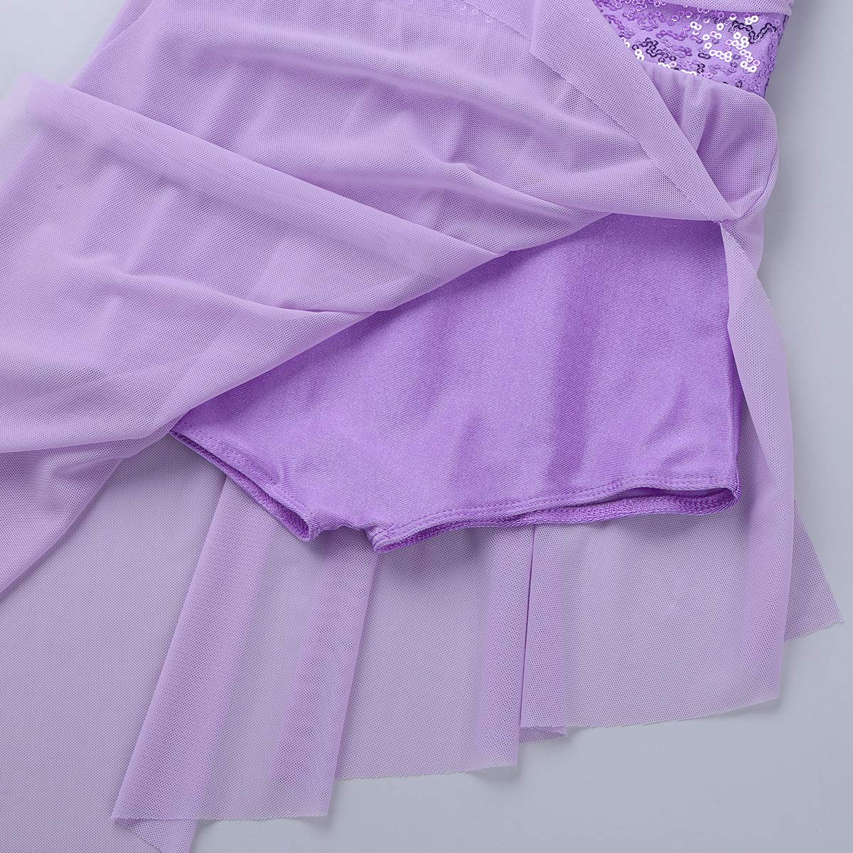 YEAHDOR Girls Lyrical Dance Dress - Latin Ballet Leotard with Sequined Skirt for Gymnastics & Contemporary Performance - Perfect for Recitals, Competitions & Dance Classes