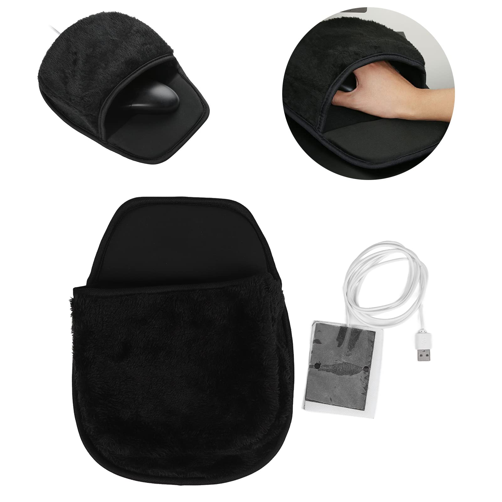 USB Heated Mouse Pad & Hand Warmer - ZJchao Electric Heating Pad for Office, Gaming & Home Use - Warm Computer Mouse Pad with Roomy Design - Perfect Desk Accessory for Men & Women (Black) - Stay Cozy While Working, Gaming or Studying in Cold Weather
