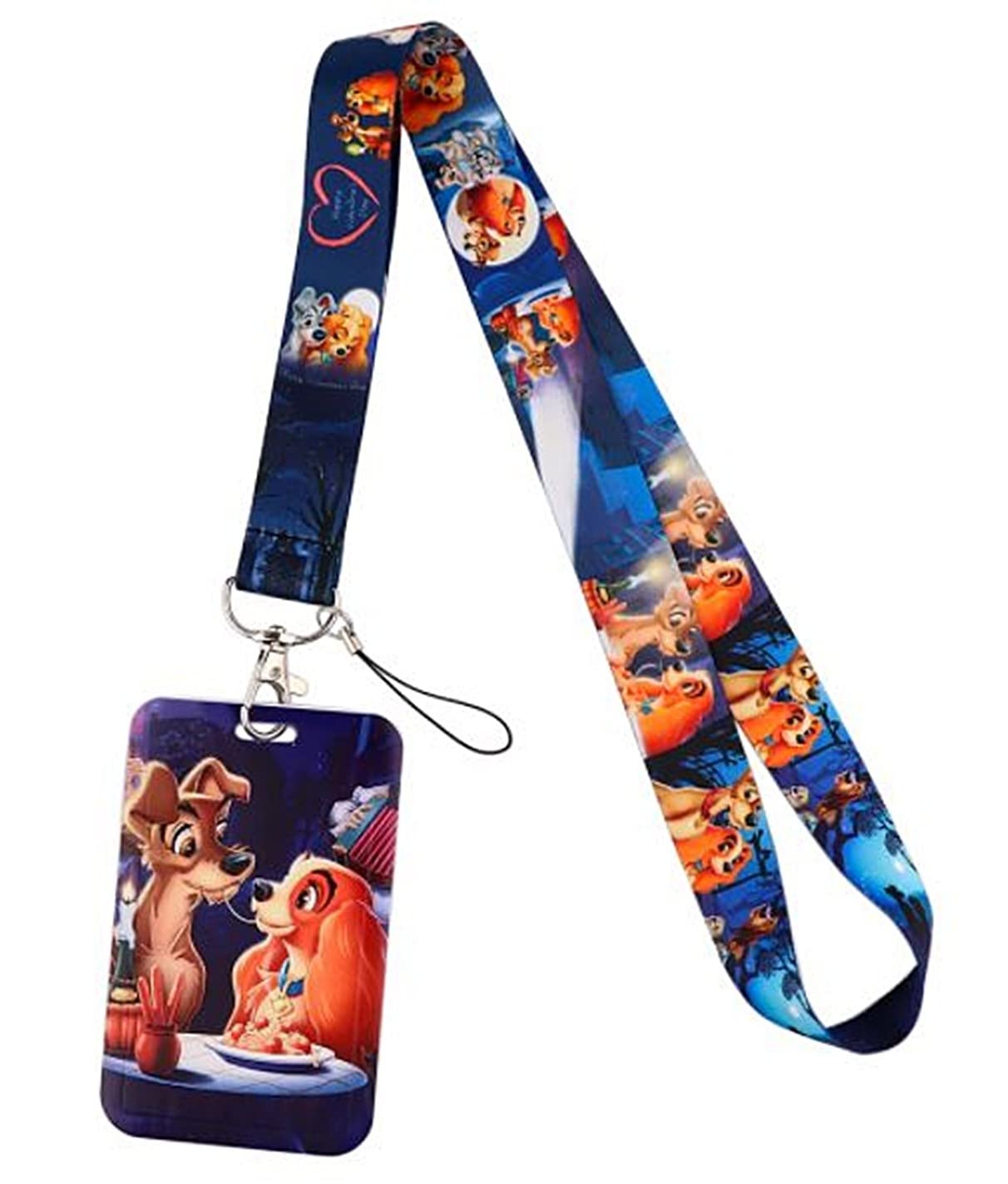 Disney Lady and the Tramp Themed Lanyard with ID Holder & Keychain - Perfect for Disney Fans, Work Badges, and Convention Accessories
