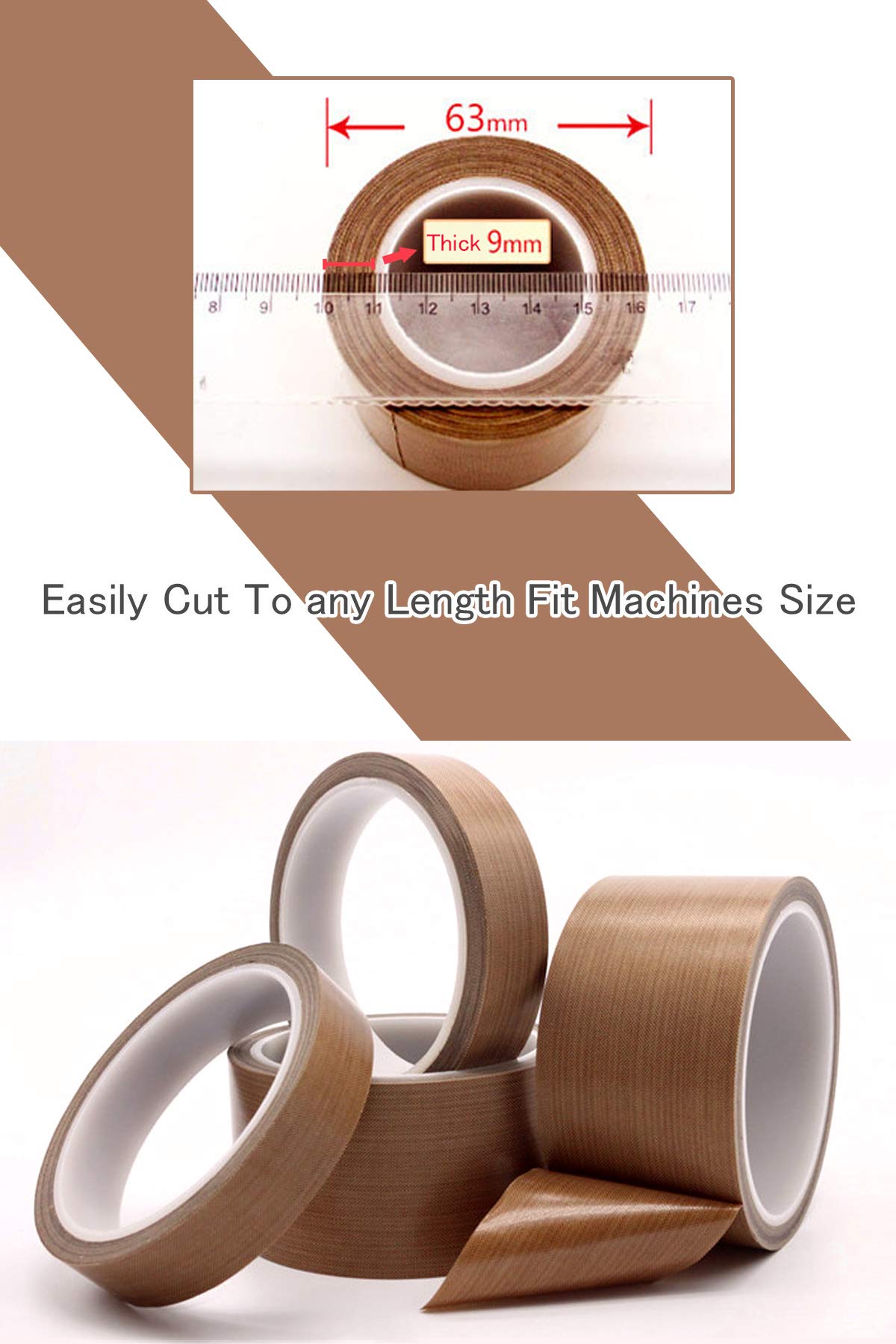 High Temperature PTFE Coated Fiberglass Teflon Tape - 1.18