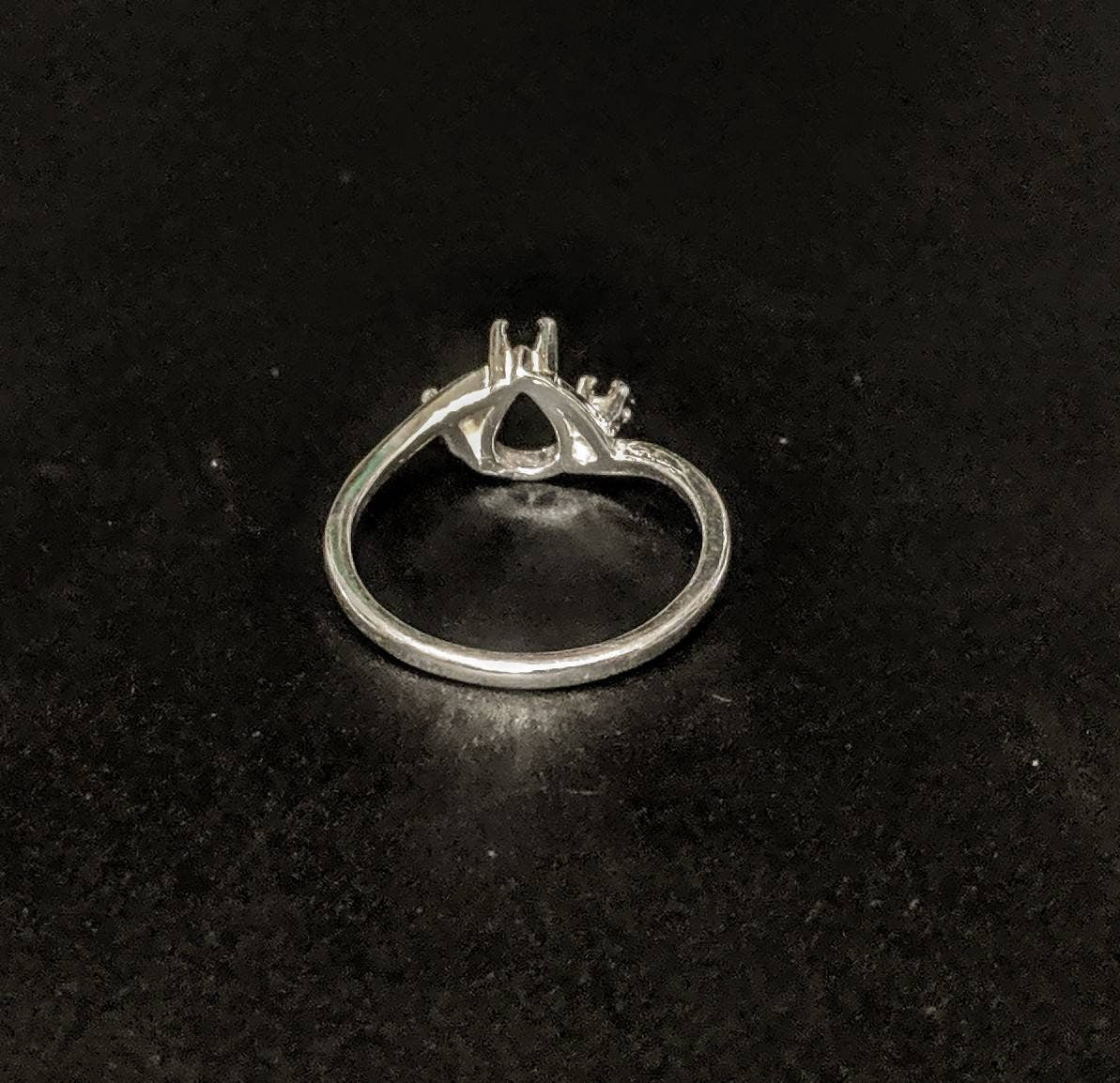 Sterling Silver or 14K Gold 6x4mm & 8x5mm Pear-Shaped Ring Setting with Accents - Size 7 (163673/143673) - Perfect for Engagement Rings, Wedding Bands & Jewelry Making