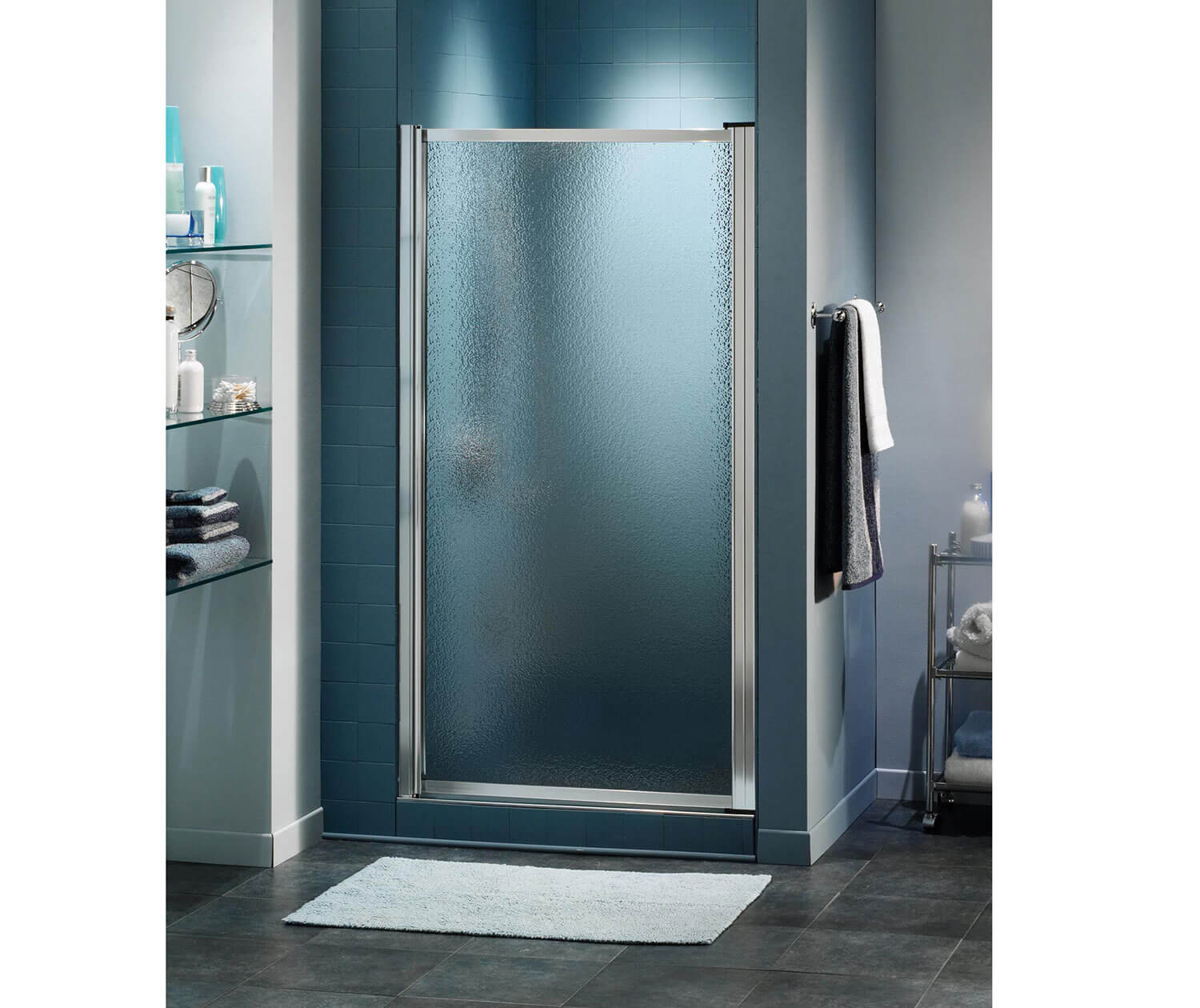 Maax Pivolok 31 32 3/4 x 64 1/2 Frameless Pivot Alcove Shower Door with Clear Glass - Modern Chrome Bathroom Upgrade for Small Spaces & Walk-In Showers