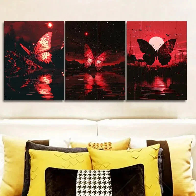 3-Piece Butterfly Wall Art Set - Framed Canvas Prints 40x60cm - High Quality Australian Made Home Decor - Perfect for Living Room, Bedroom & Office Decorations
