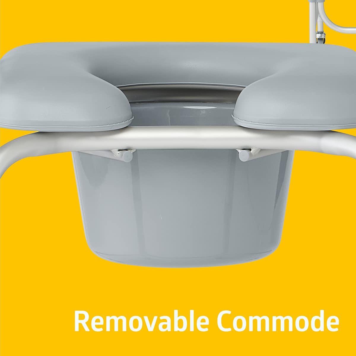Medline Aluminum Padded Shower Chair Commode with 4 Locking Casters - 300 lbs Weight Capacity - Bathroom Safety & Mobility Aid for Elderly, Disabled & Post-Surgery Recovery - Ideal for Shower, Toilet Transfer & Home Care Use