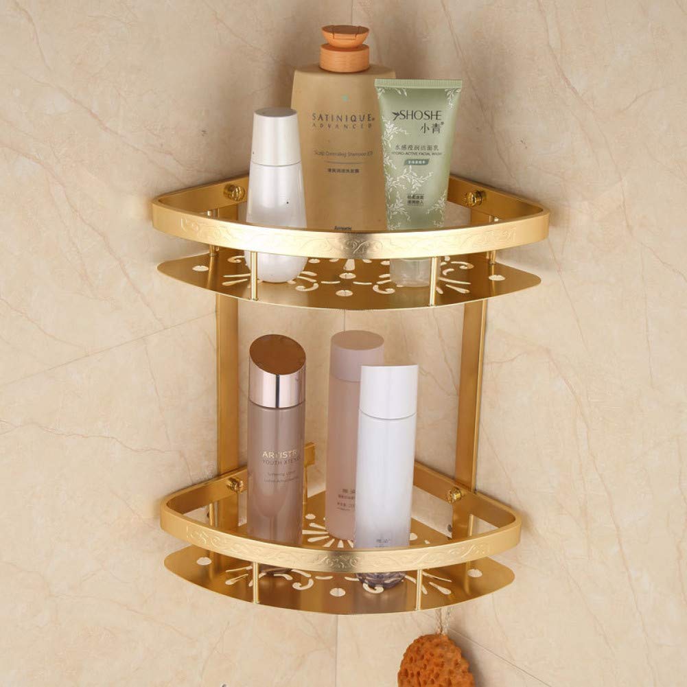 Sturdy Aluminum Bathroom Shower Caddy Corner Shelf - Golden Triangle Space-Saving Organizer Basket for Shampoo, Soap & Bath Essentials | Perfect for Small Showers & Bathrooms