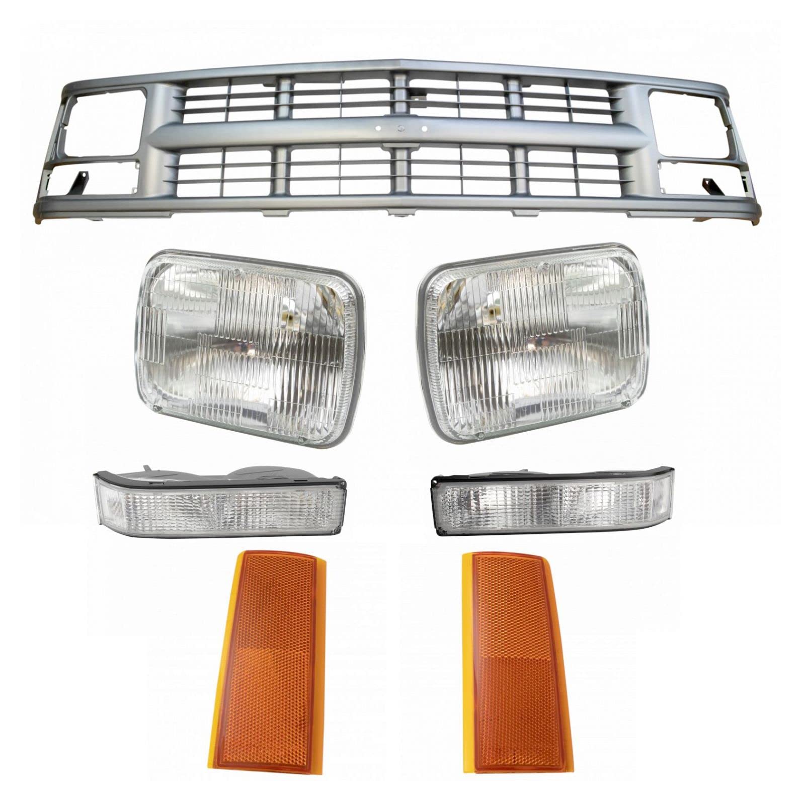 7-Piece LED Lighting Kit with Grille Headlights, Parking Lights & Reflectors for Chevy Silverado, Tahoe, Suburban - Upgrade Your Truck or SUV Lighting for Night Driving & Off-Road Adventures