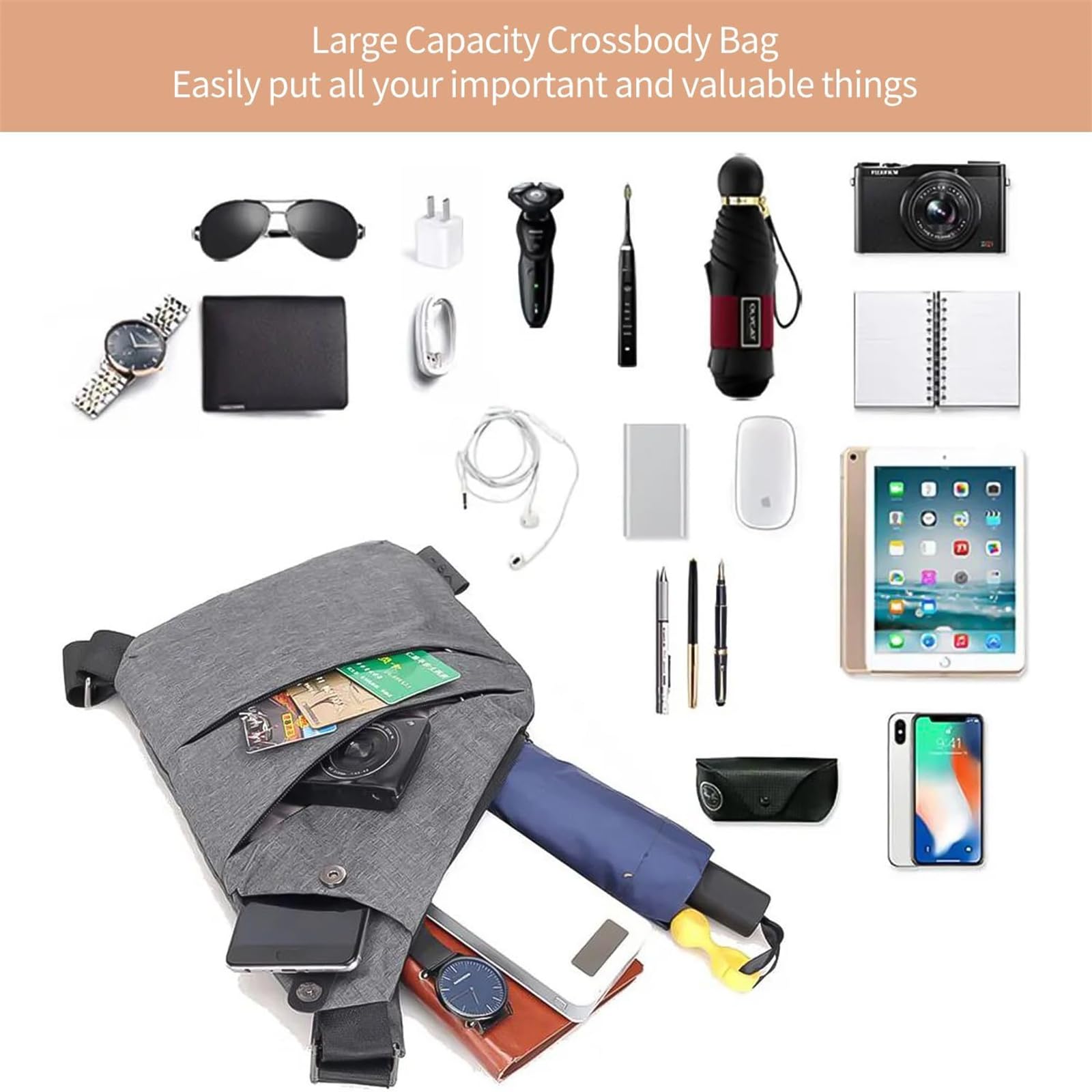 2024 New Anti-Theft Travel Sling Bag - Lightweight Crossbody Bag for Women & Men - Perfect for Commuting, Hiking & Travel Accessories