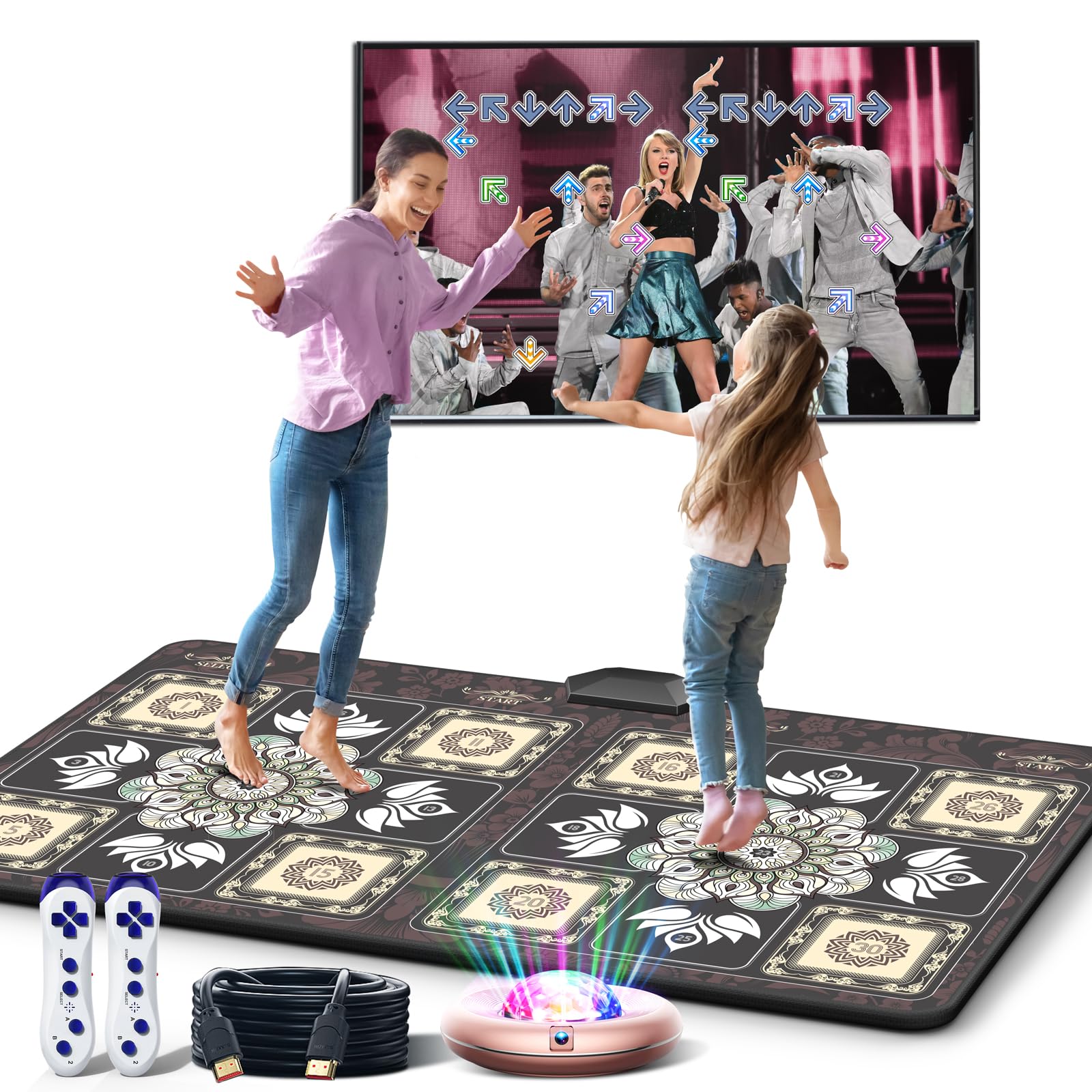 Wireless Electronic Dance Mat for TV - Non-Slip Wrinkle-Free TikTok Dance Game Pad with Camera | Plug & Play Exercise Mat for Kids & Adults | Perfect Christmas Gift for Boys & Girls | Great for Family Fun, Fitness Workouts & Party Games