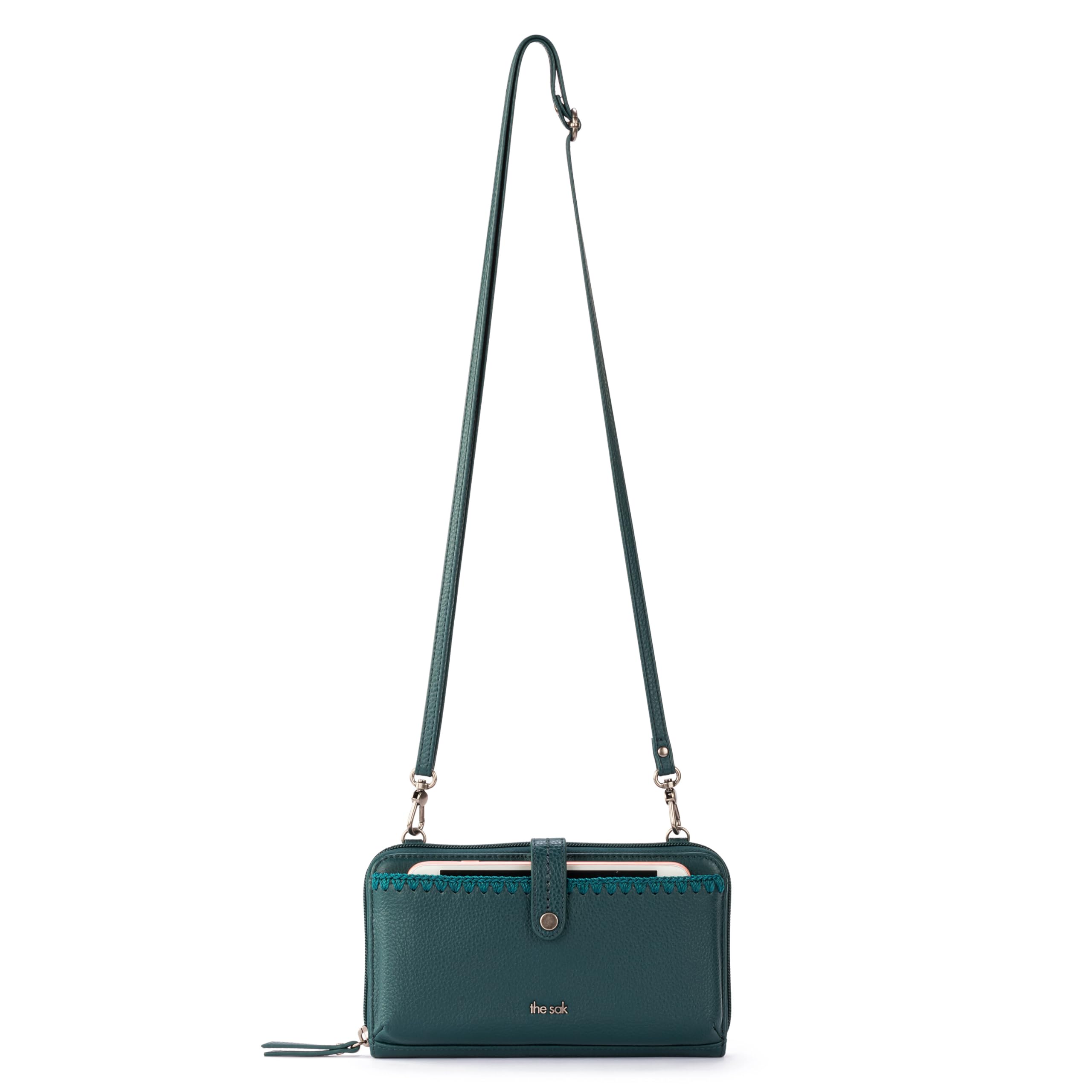 The Sak Iris Large Leather Crossbody Bag for Women - Convertible Wristlet Purse with Phone Pocket - Navy Blue Marine - Perfect for Travel, Shopping & Everyday Use