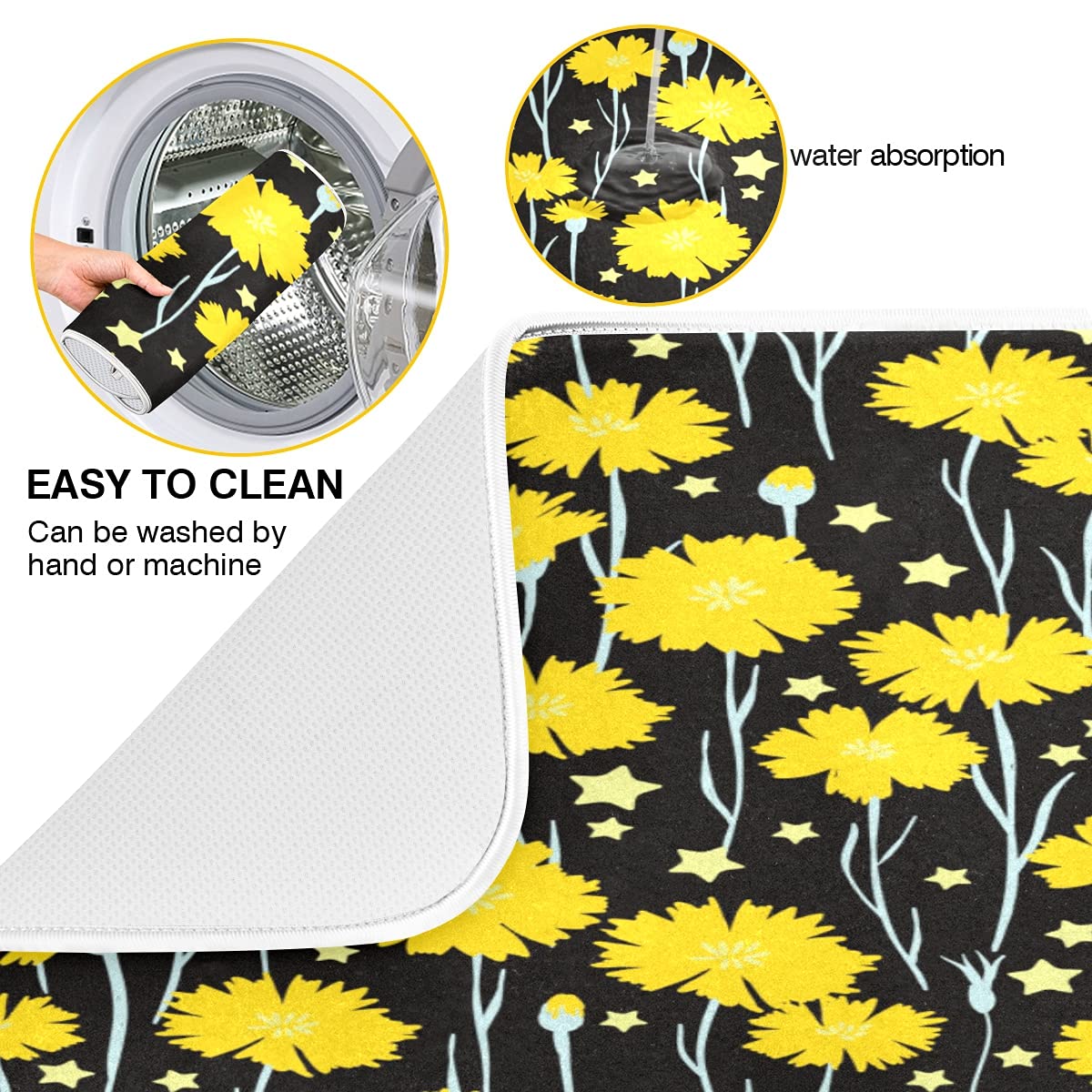 Premium Microfiber Dish Drying Mat for Kitchen - Super Absorbent, Heat Resistant Countertop Drying Pad (18