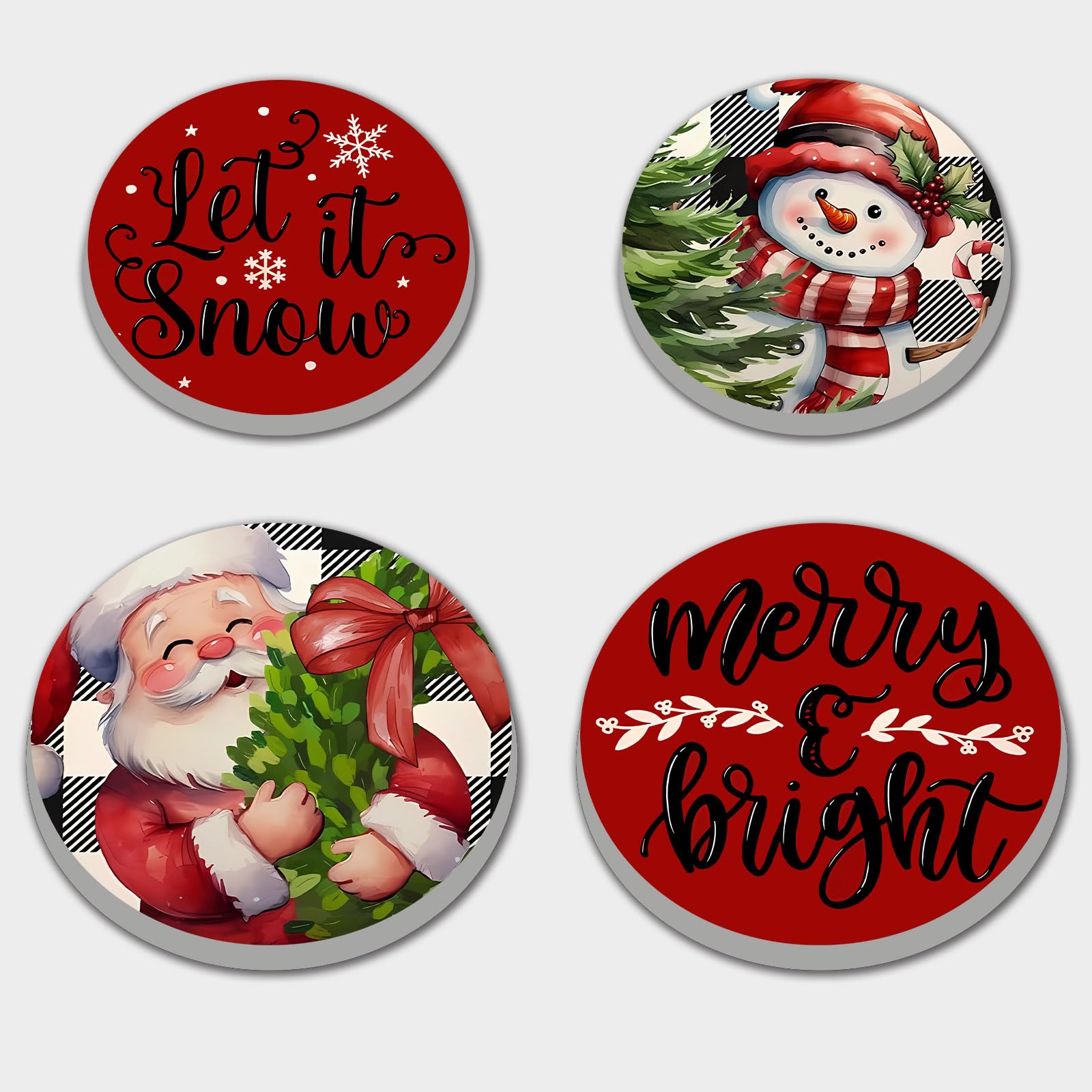 4-Piece Red Christmas Stove Burner Covers Set - 8 & 10 Inch Round Metal Gas Cooktop Covers for Holiday Kitchen Decor | Festive Home Decoration for Christmas Parties & Winter Gatherings
