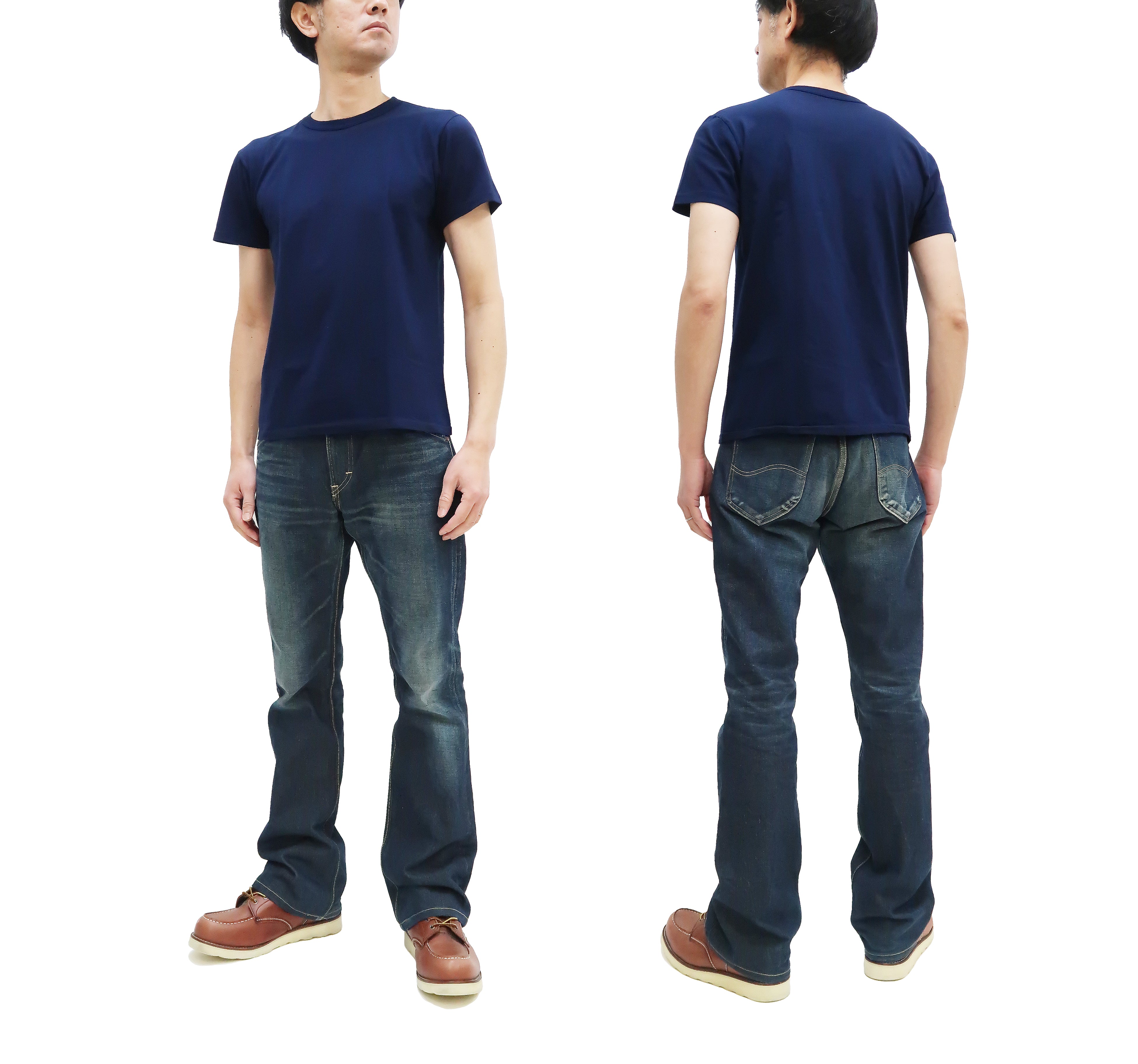 Pherrows Men's 2 Pack Navy Blue Short Sleeve T-Shirts - Soft Lightweight Cotton Loopwheel Tees for Casual Wear & Everyday Comfort