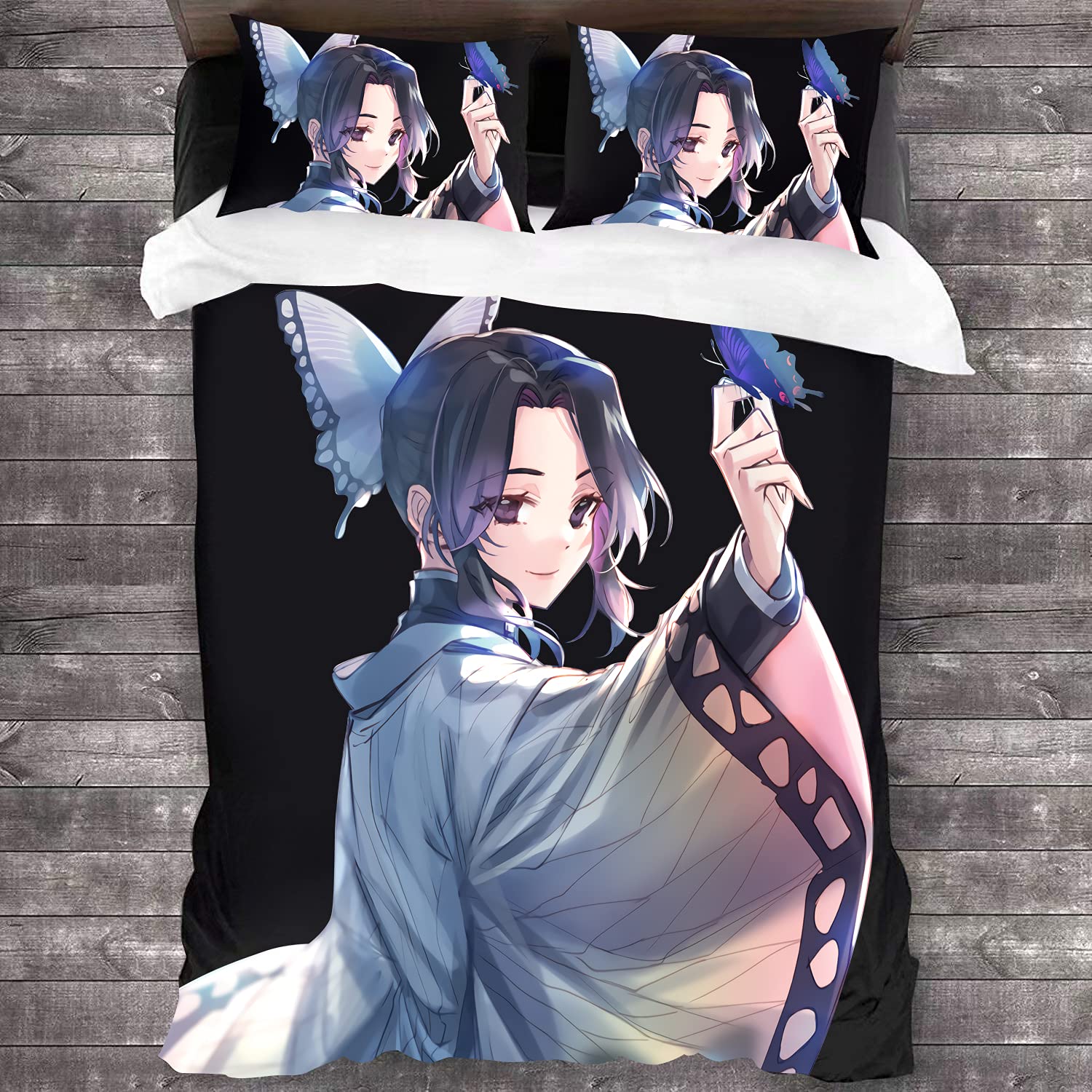ANBP 3-Piece Demon Slayer Anime Bedding Set - Twin Size Duvet Cover Set, Lightweight & Breathable Comforter Cover for Kids & Teens - Perfect for Anime Themed Bedrooms, Sleepovers, and Gift Giving