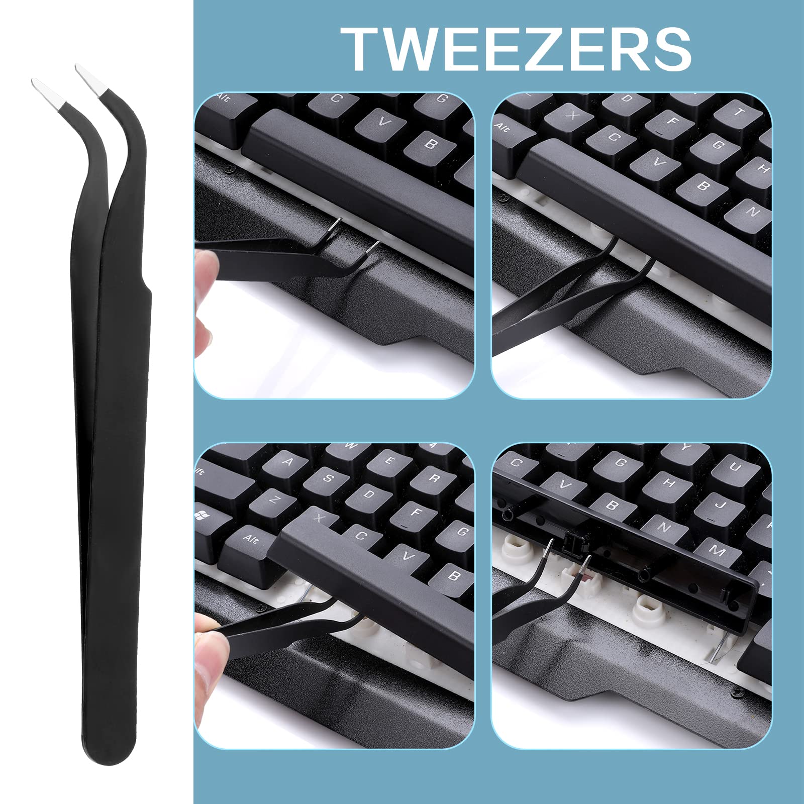 Cobee 6-Piece Keycap Remover Tool Kit - Mechanical Keyboard Switch Puller, Keycap Tweezers & Cleaning Set for DIY Keyboard Maintenance | Perfect for PC Gaming, Office Setup & Keyboard Enthusiasts
