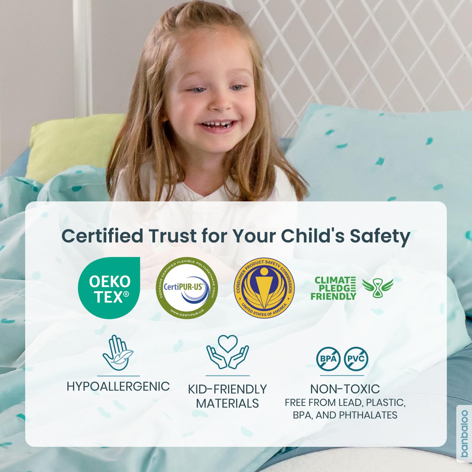 BANBALOO Toddler Bed Bumper - XL Foam Barrier with Mattress Cover for Queen/King/Twin Beds | Safe & Easy Setup for Kids' Room
