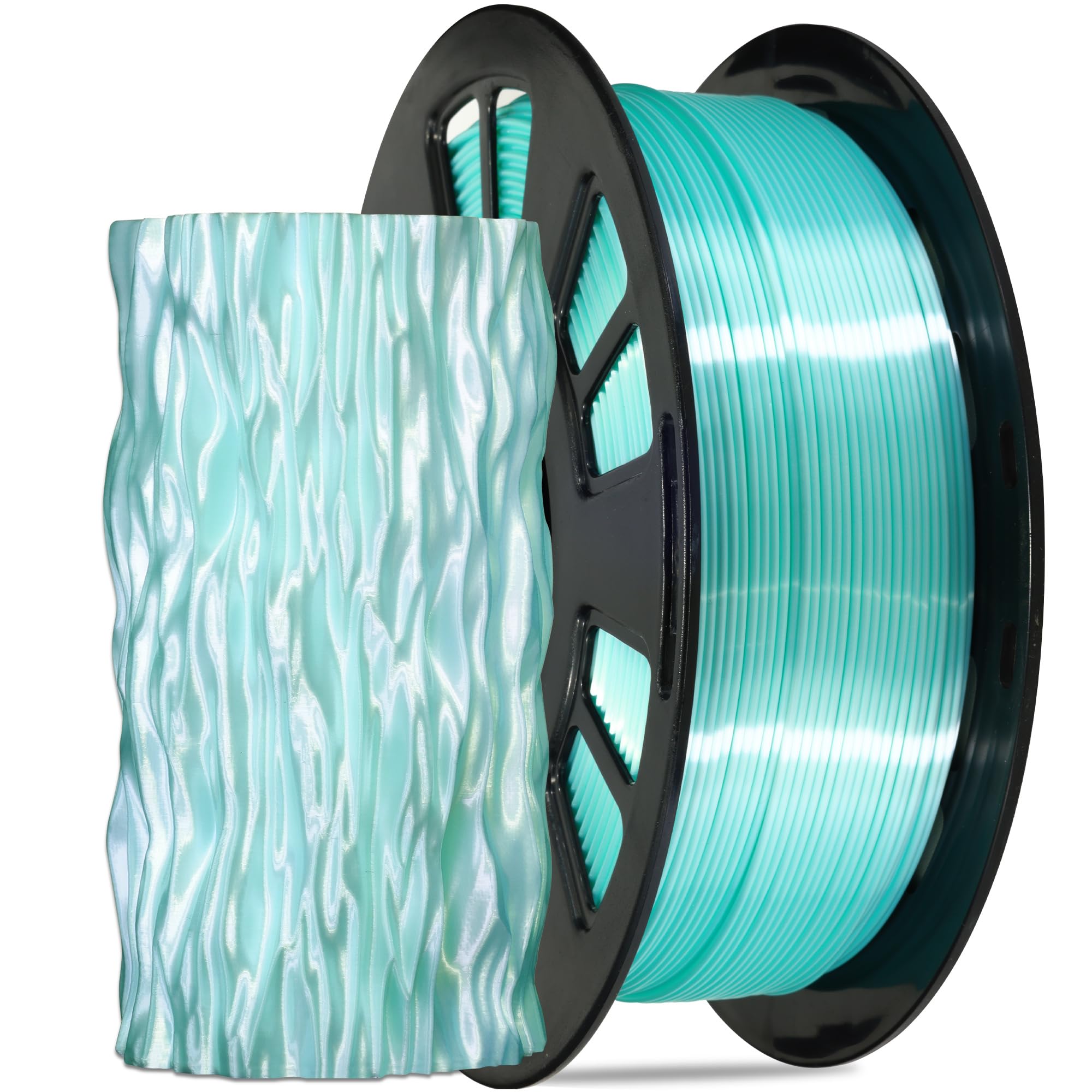 Premium Silk Cyan Shiny PLA 3D Printer Filament 1.75mm - 1kg/2.2lbs Spool for FDM 3D Printers | High-Quality 3D Printing Material with Free Sample Pack | Perfect for Cosplay Props, Home Decor & DIY Projects