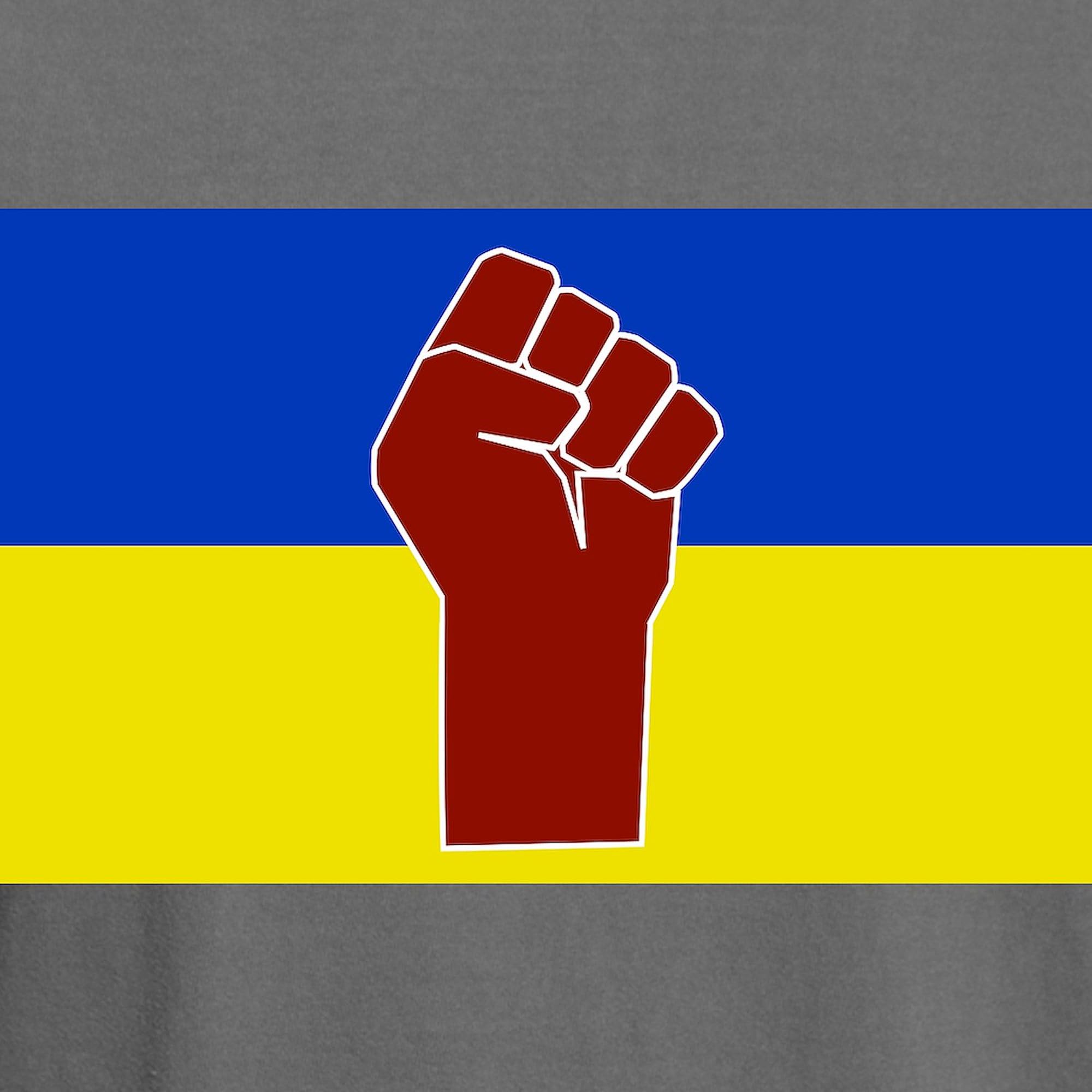 Ukrainian Flag with Fist T-Shirt for Men - Comfort Colors® Premium Cotton Tee - Patriotic Apparel for Protests, Rallies & National Pride