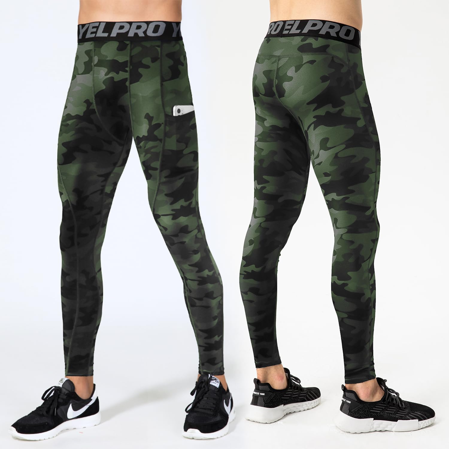 Yuerlian Men's Compression Pants - Athletic Leggings with Pockets for Running, Cycling & Workouts (1-3 Pack) | Moisture-Wicking Baselayer Tights for Gym, Yoga & Outdoor Sports