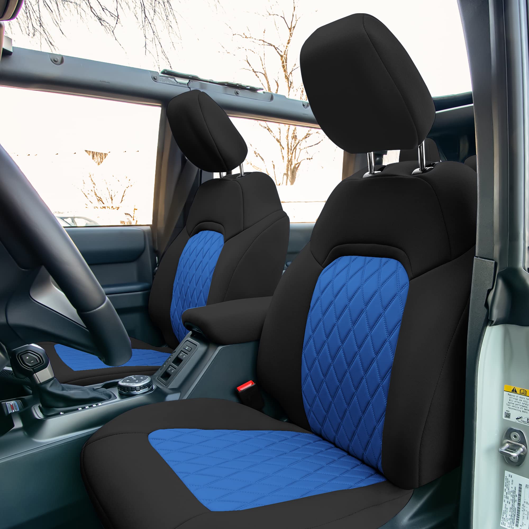 Custom Fit Neoprene Seat Covers for Ford Bronco (2021-2022) - Water Resistant Neosupreme Front Set in Blue | Perfect for Off-Road Adventures & Daily Commutes