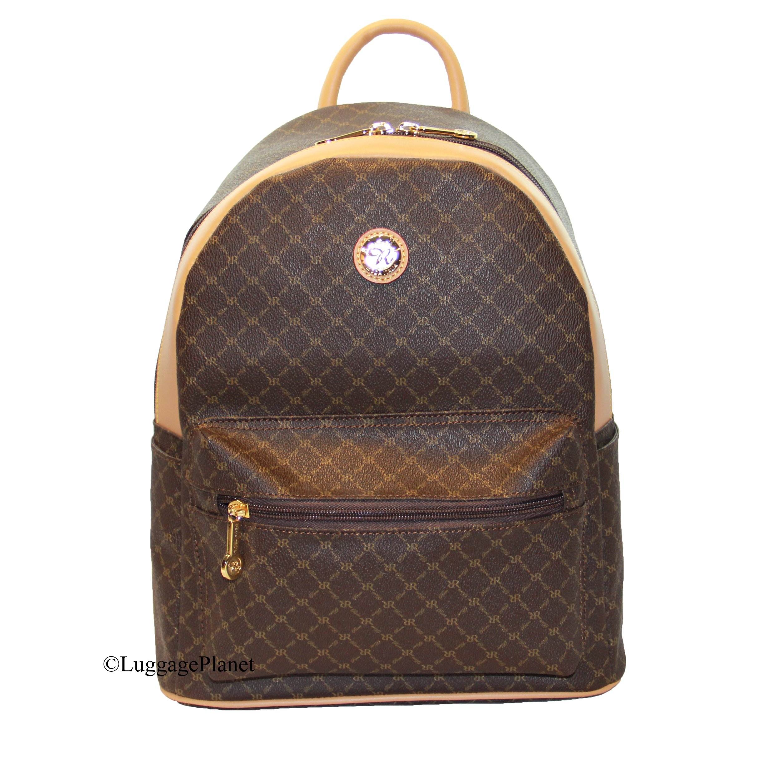 Rioni Round Dome Unisex Travel Backpack - Signature Brown Daypack for Hiking, Commuting & Outdoor Adventures