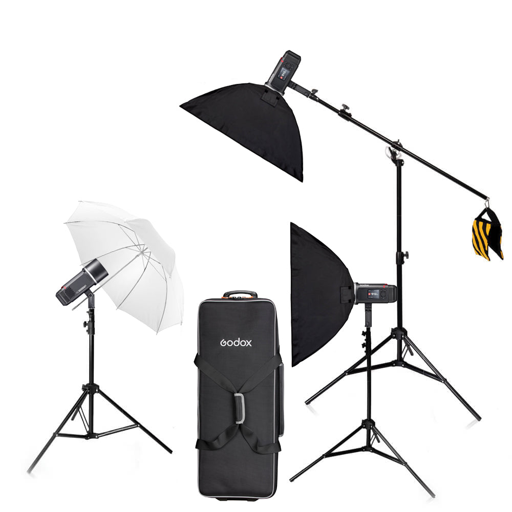 Godox AD600BMII Manual Battery-Powered Monolight Flash Kit with 3 Heads - Perfect for Studio, Portrait, and Outdoor Photography