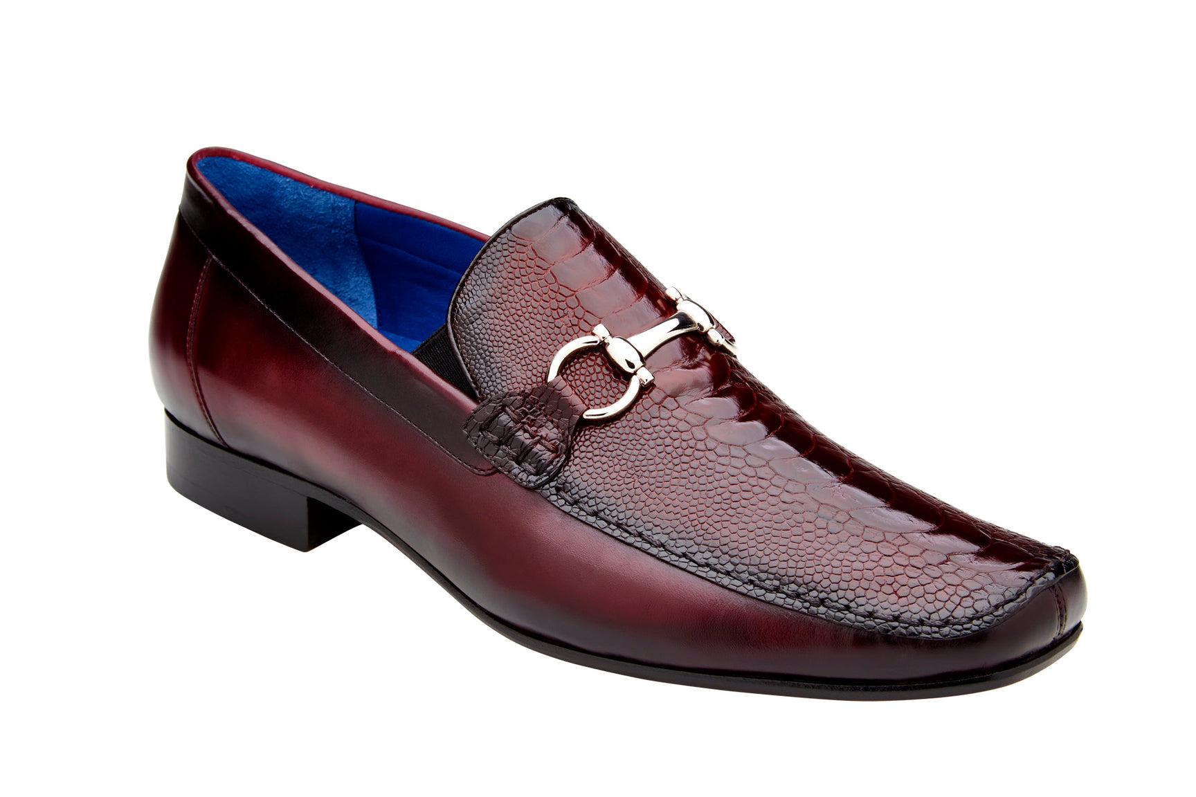 Belvedere Bruno Genuine Ostrich Leg & Italian Calfskin Loafers - Dark Burgundy Dress Shoes (Style 1026) | Premium Men's Business Casual Footwear for Office, Weddings & Formal Events