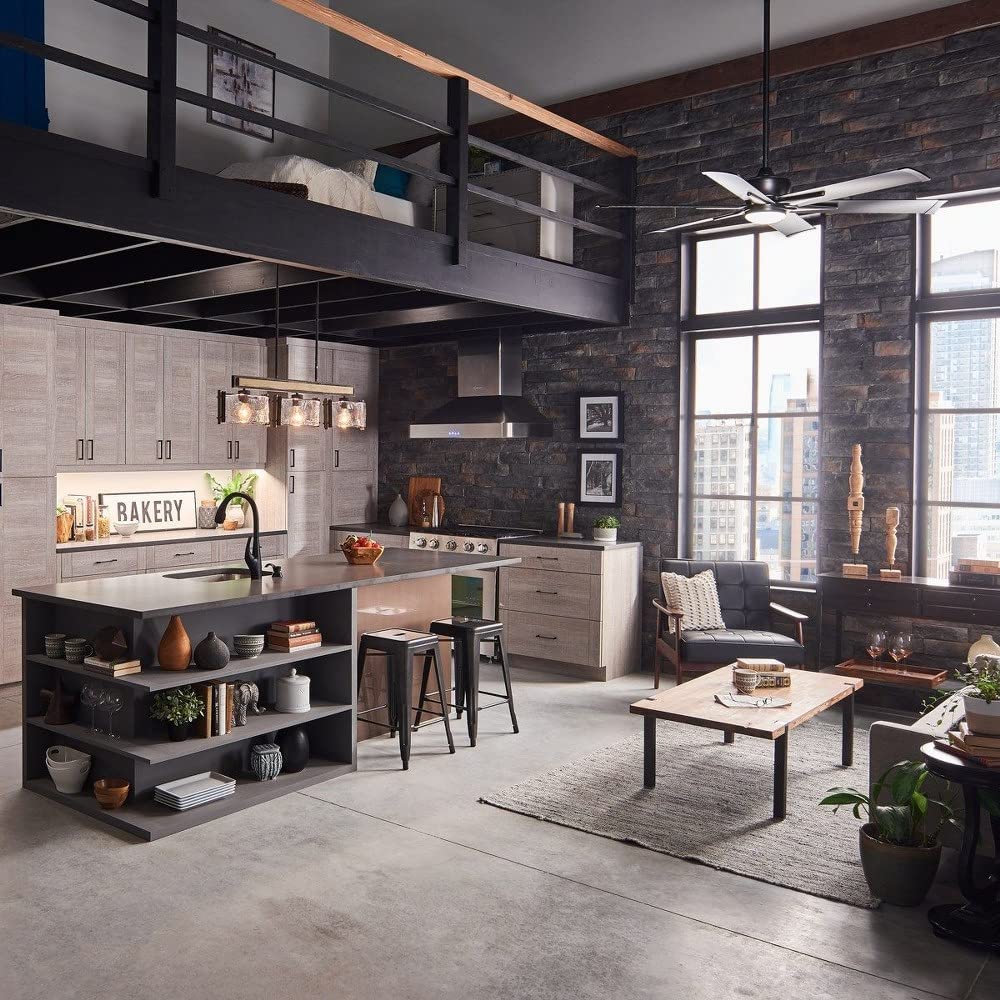 Bailey Street Home 3-Light Rustic Kitchen Island Pendant Light - Faux Wood & Piastra Glass Shade in Olde Bronze Finish - Perfect for Farmhouse, Cottage & Industrial Style Kitchens