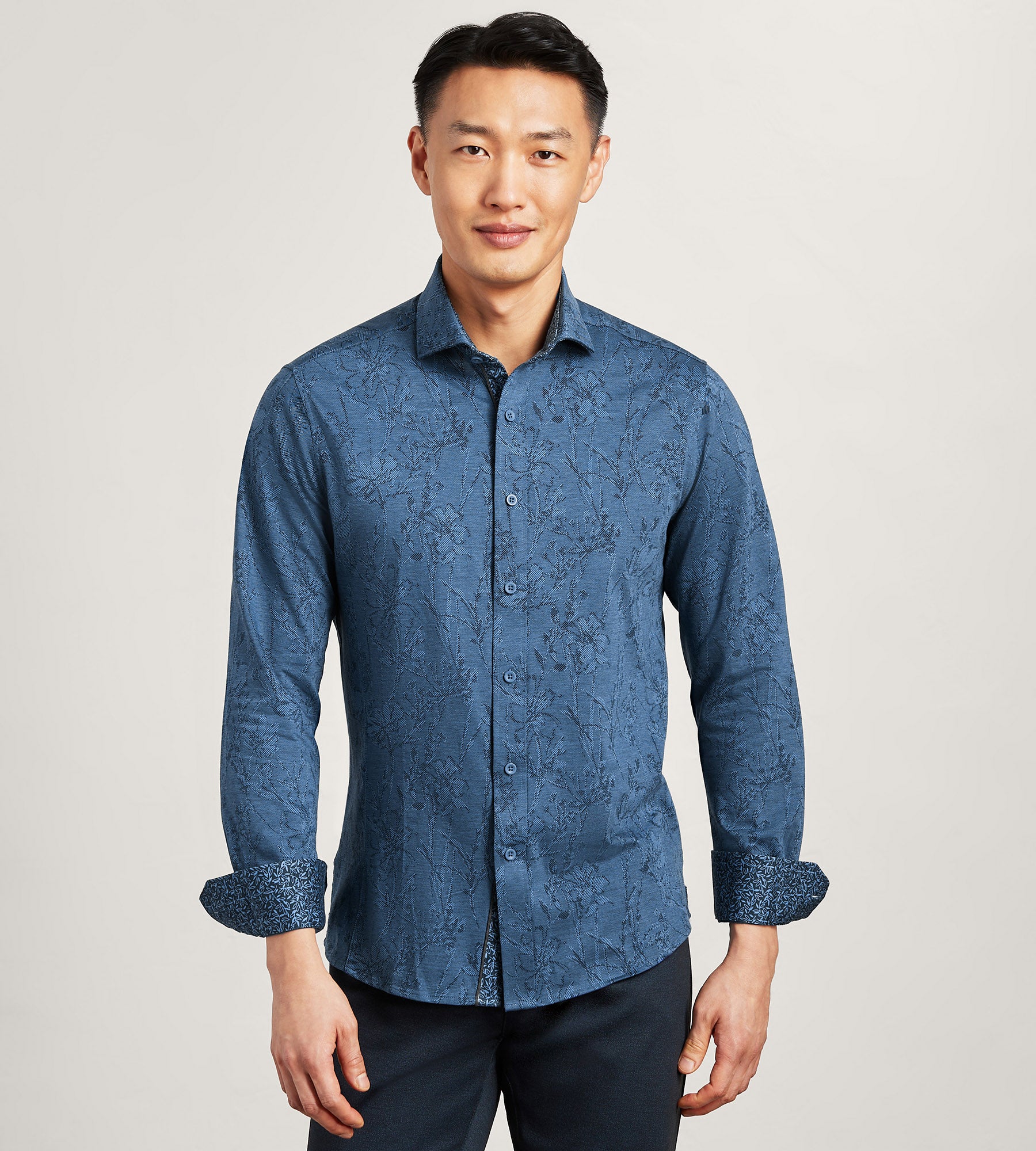 Stylish Long Sleeve Jacquard Stretch Casual Shirt for Men | Comfortable & Breathable Fabric | Perfect for Office, Date Night & Weekend Outings