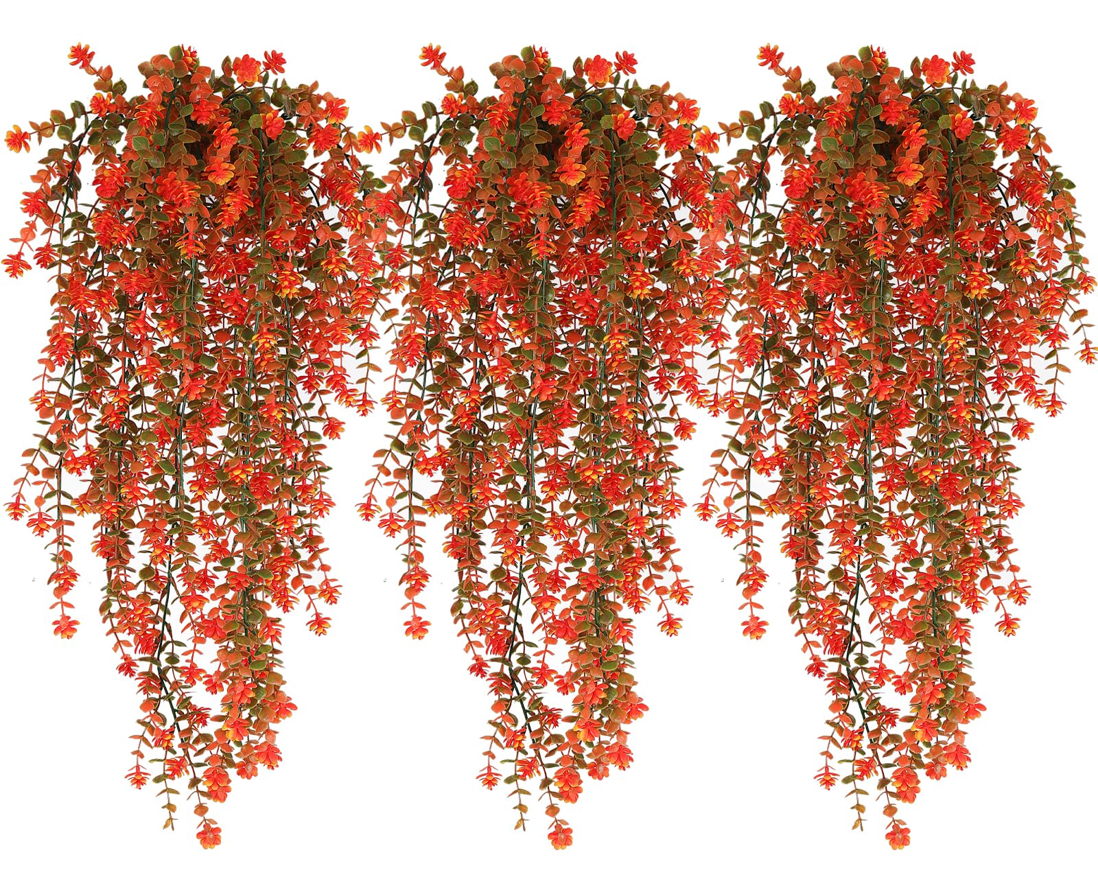 Artificial Fall Hanging Plants - Faux Autumn Flowers & Greenery for Indoor/Outdoor Decor - Perfect for Thanksgiving, Wedding, Garden Party & Home Décor (Salmon Color)