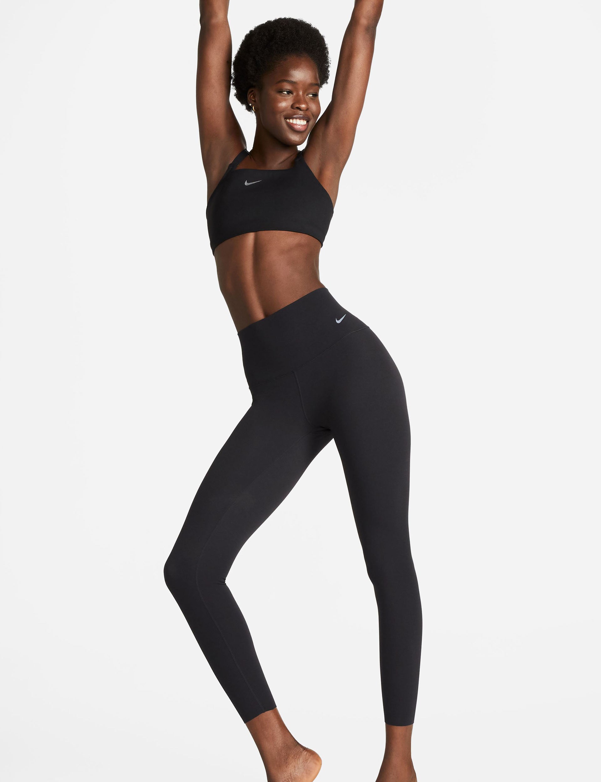 Zenvy High Waisted 7/8 Leggings for Women - Black Yoga Pants with Tummy Control, Stretchy Workout Leggings for Running, Gym & Lounge Wear