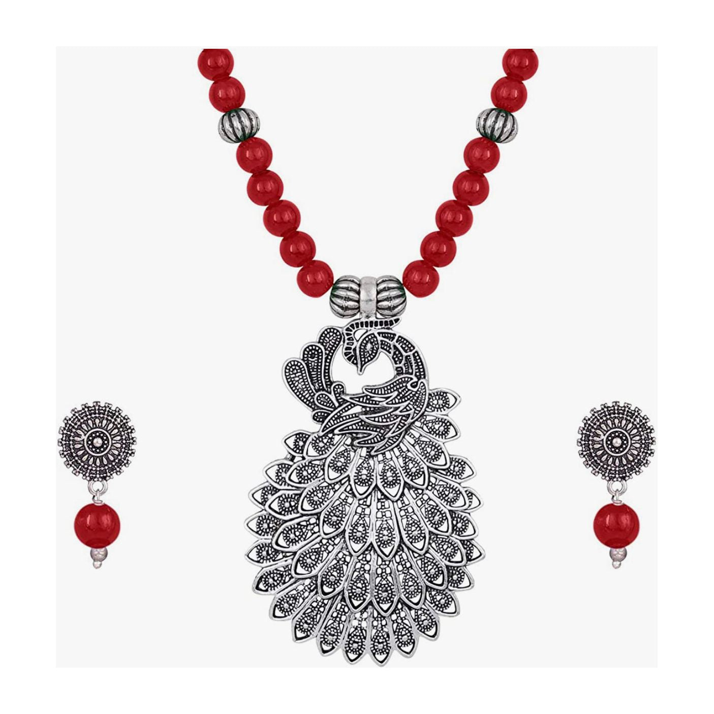 Exquisite Peacock Pendant Onyx Stone Necklace & Earrings Set for Women | Elegant Jewelry Gift for Birthday, Anniversary & Special Occasions