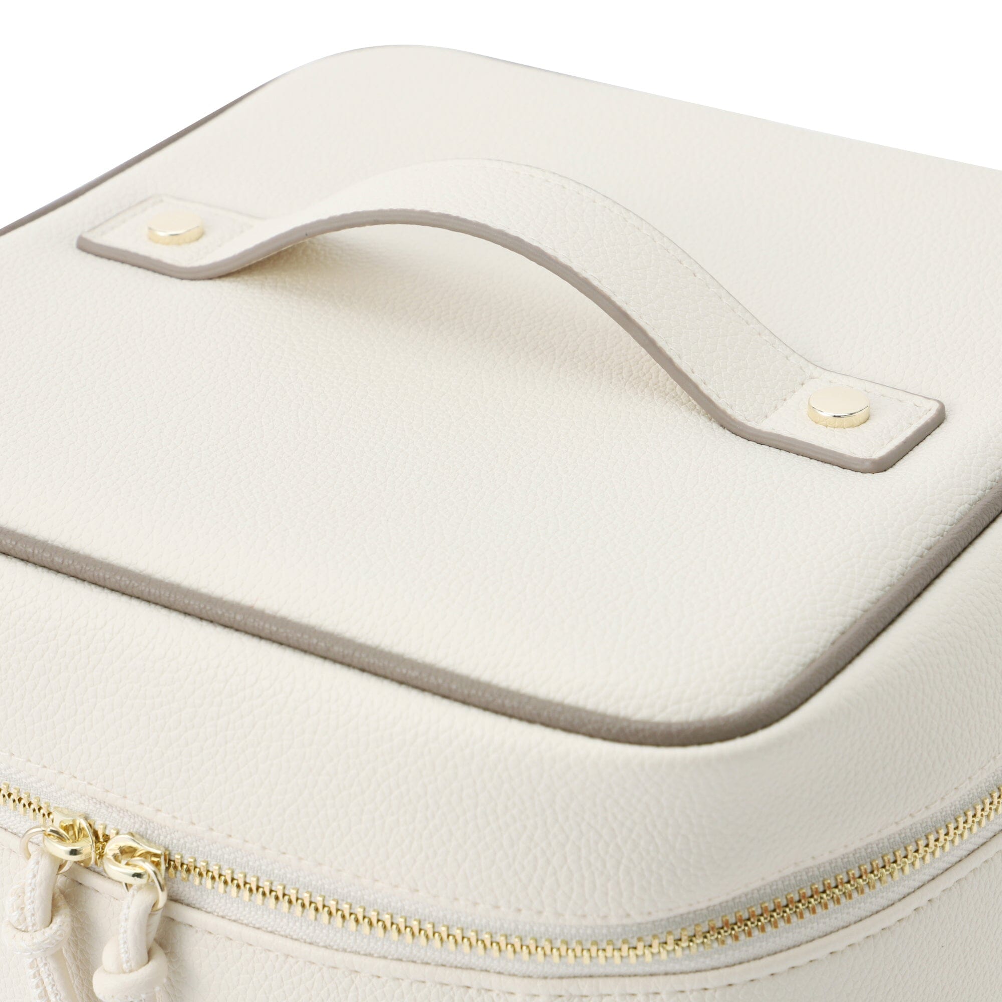 Bicolor Vanity Pouch L Ivory - Elegant Makeup Bag for Women | Perfect for Travel, Gym & Daily Essentials Organization