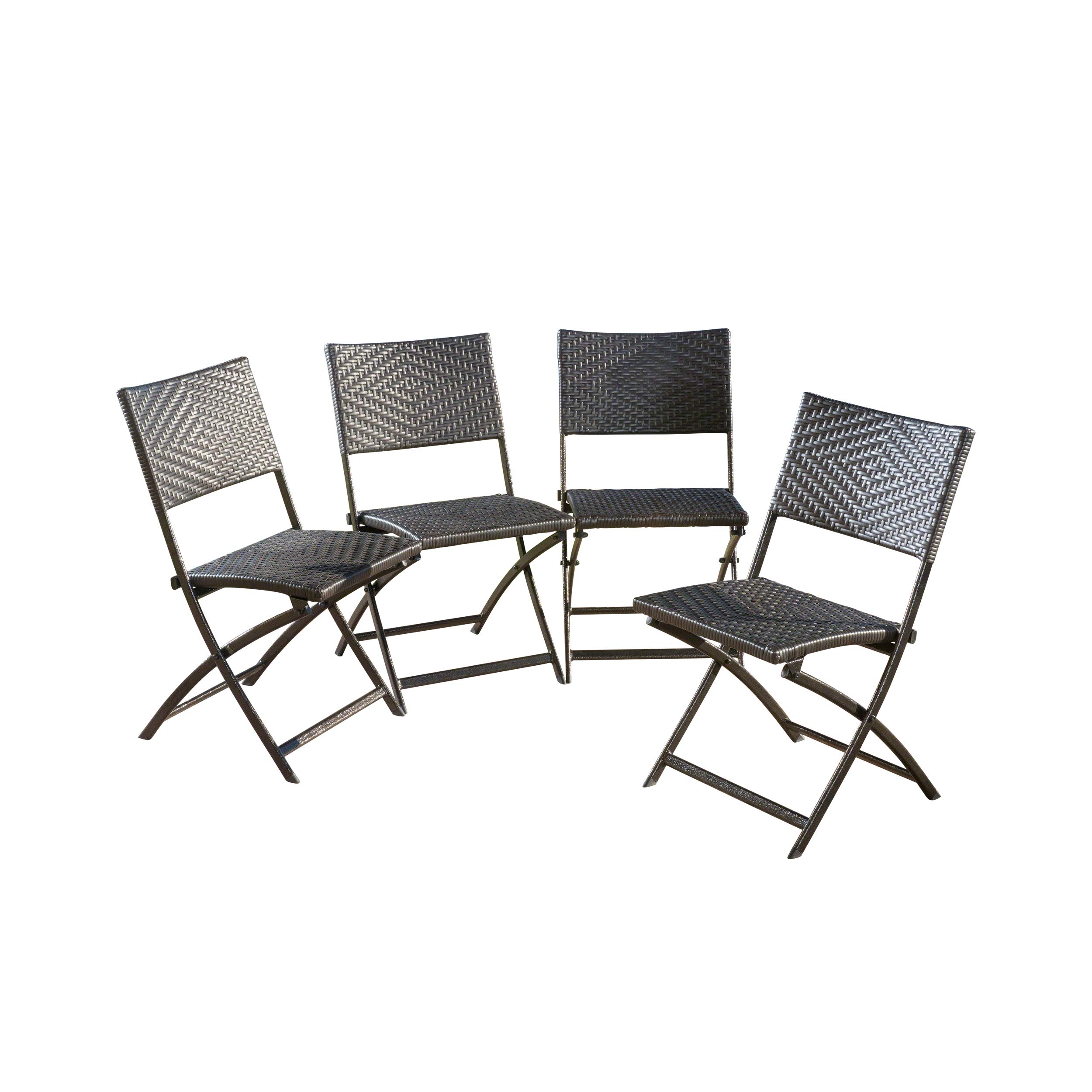 Christopher Knight Home El Paso PE / Iron Dining Chairs, 4-Piece Set, Multibrown - Rustic Farmhouse Style Metal and Plastic Dining Room Chairs for Kitchen, Patio, Restaurant & Outdoor Use