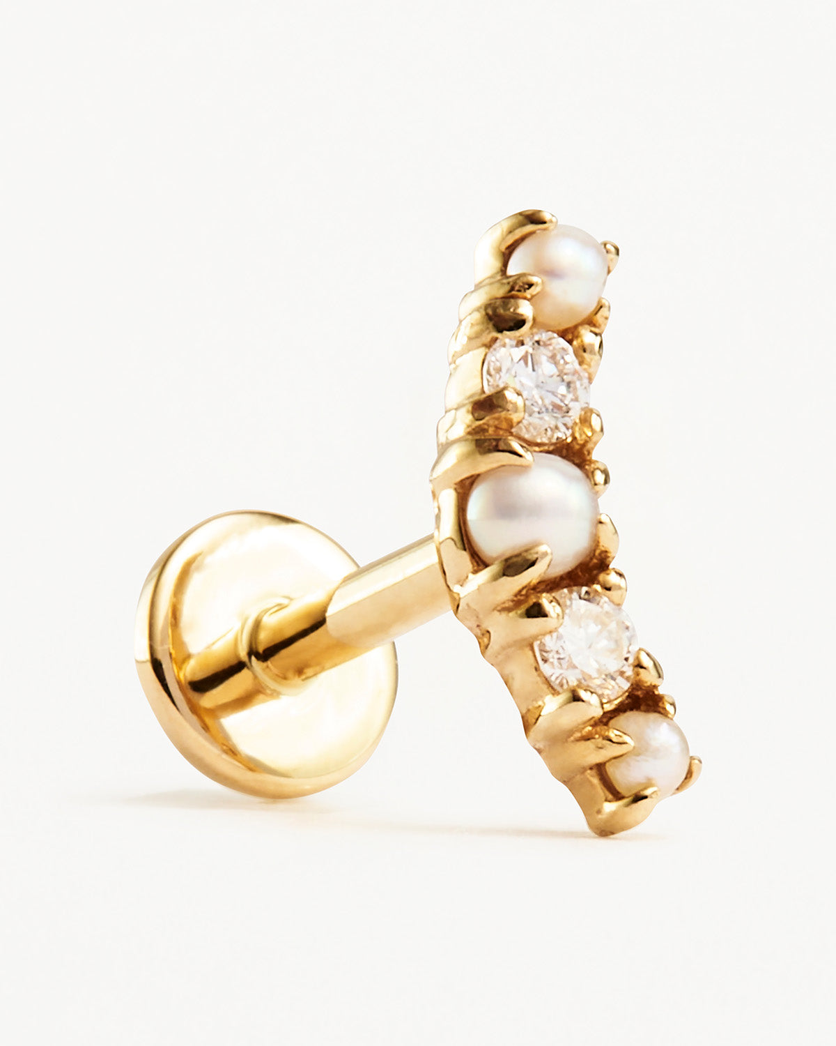 14K Solid Gold Diamond Cartilage Flatback Earrings for Women - Elegant & Dainty Hoop Earrings for Helix, Tragus, or Lobe Piercing - Perfect for Everyday Wear, Parties & Special Occasions