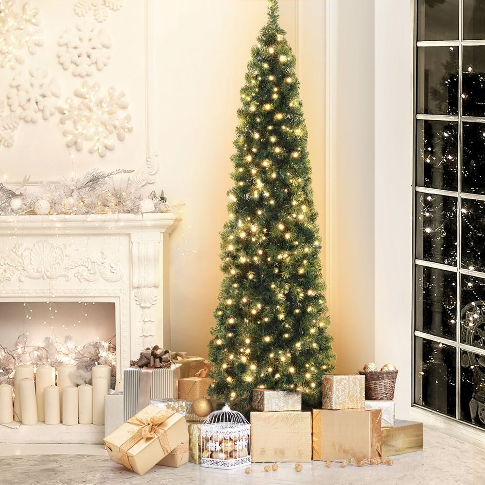 2.1M Christmas Tree for Corner - 430 Branch Tips Xmas Tree with Lights for Home, Office & Party Decorations | Perfect for Living Room, Bedroom & Holiday Celebrations