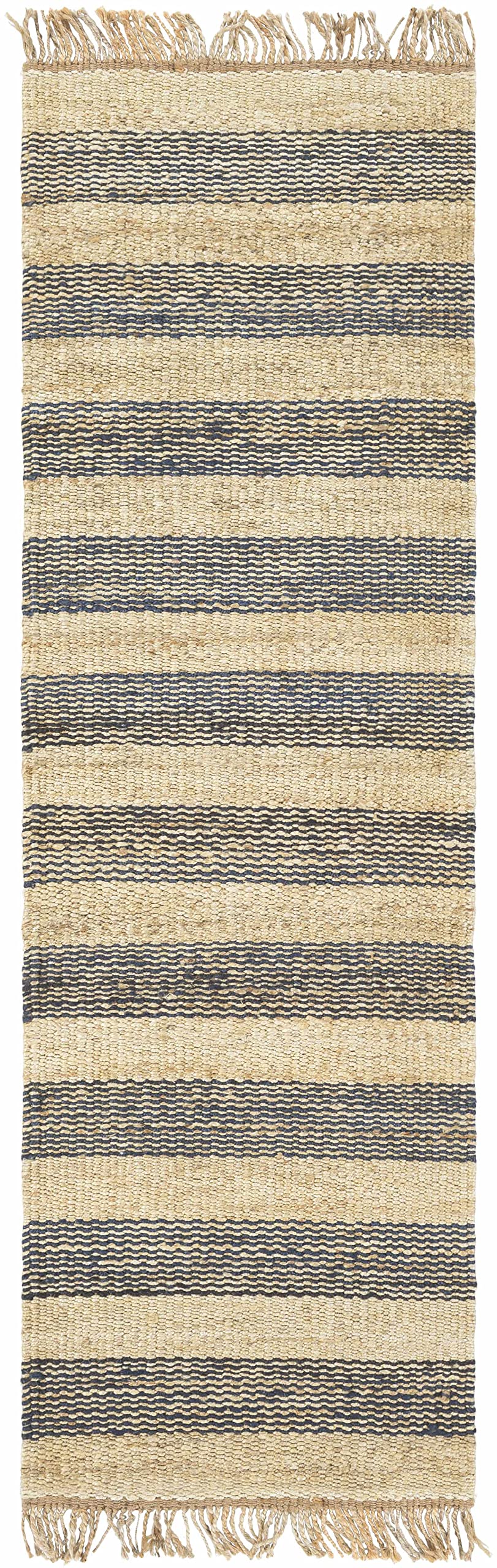 Hauteloom Stapleford Jute Area Rug 2' x 3' - Navy, Cream, Tan - Traditional & Transitional Style - Perfect for Living Room, Bedroom, Home Office - Soft Natural Fiber Floor Mat for Cozy Home Decor