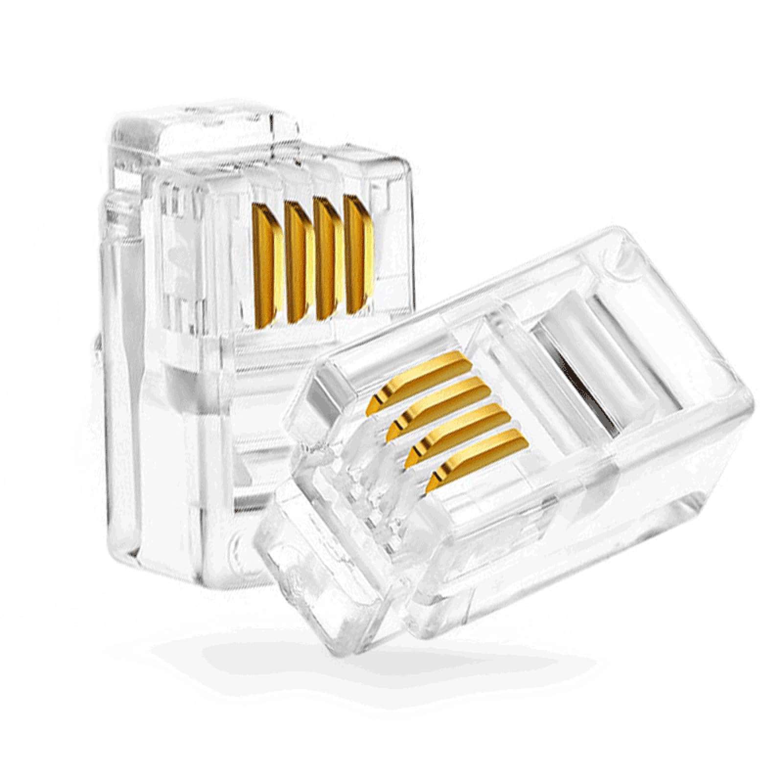 JODROAD 50Pack RJ9/RJ10 4P4C Telephone Modular Plugs - Phone Line Connectors for Cord Replacement & Repair | Compatible with Handsets, Headsets, Office Phones & Landline Systems